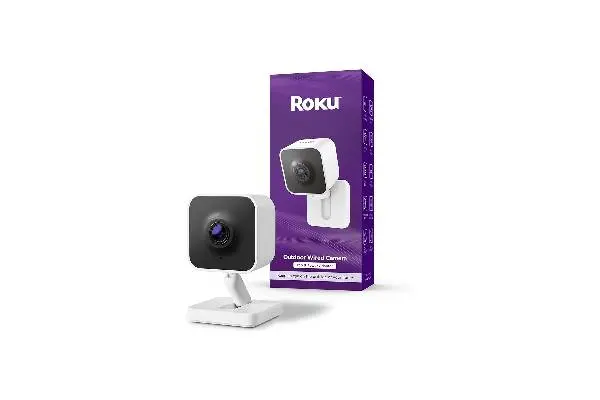 Roku Outdoor Camera - Home Security - IP65 Weather Resistant Wired Security Camera & Pet Monitor with 1080p HD Night Vision, Works with Alexa & Google, WDR, Motion & Sound Detection image