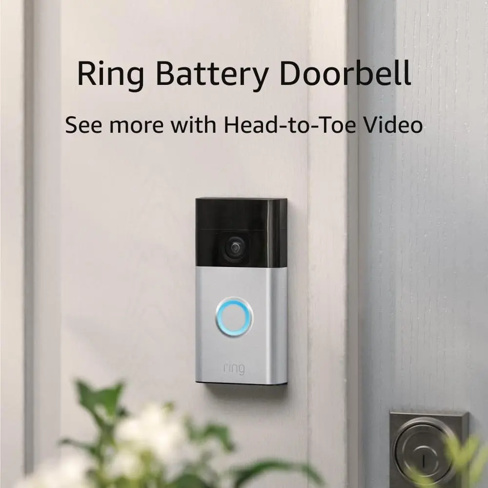 Ring Battery Doorbell, Head-to-Toe Video, Live View with Two-Way Talk, and Motion Detection & Alerts (newest model), Satin Nickel image 1