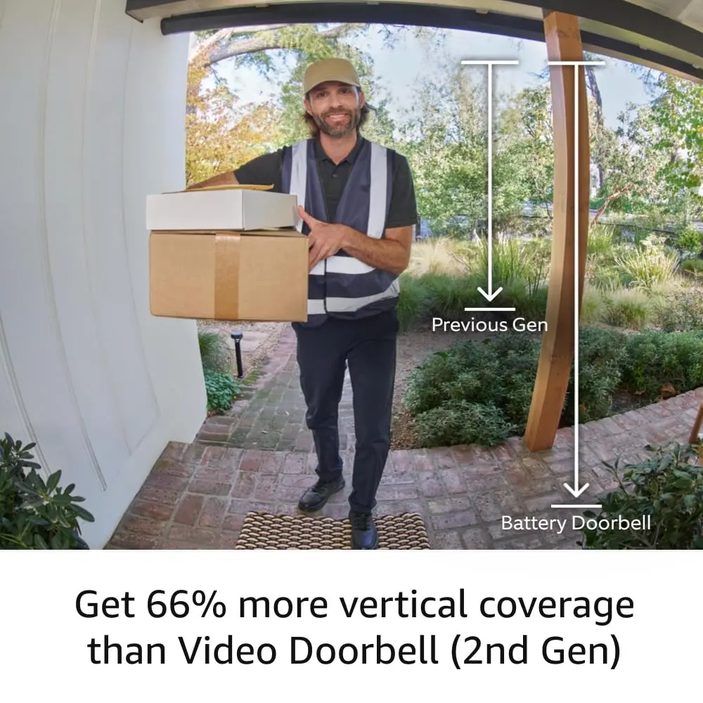 Ring Battery Doorbell, Head-to-Toe Video, Live View with Two-Way Talk, and Motion Detection & Alerts (newest model), Satin Nickel image 3