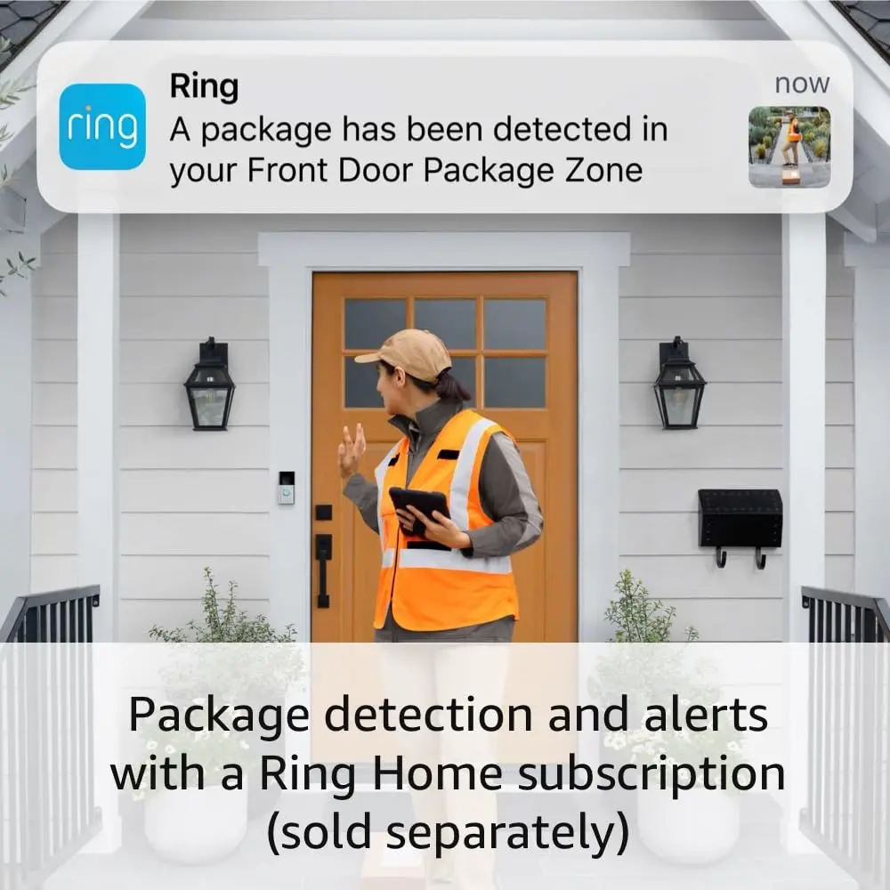 Ring Battery Doorbell, Head-to-Toe Video, Live View with Two-Way Talk, and Motion Detection & Alerts (newest model), Satin Nickel image 4
