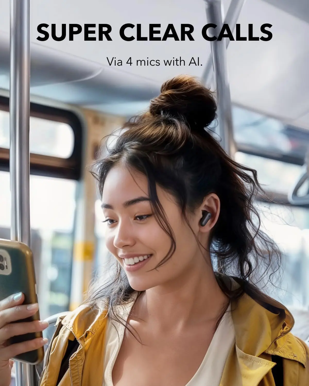 Soundcore P30i by Anker Noise Cancelling Earbuds, Strong and Smart Noise Cancelling, Powerful Bass, 45H Playtime, 2-in-1 Case and Phone Stand, IP54, Wireless Earbuds, Bluetooth 5.4 (Black) image 2