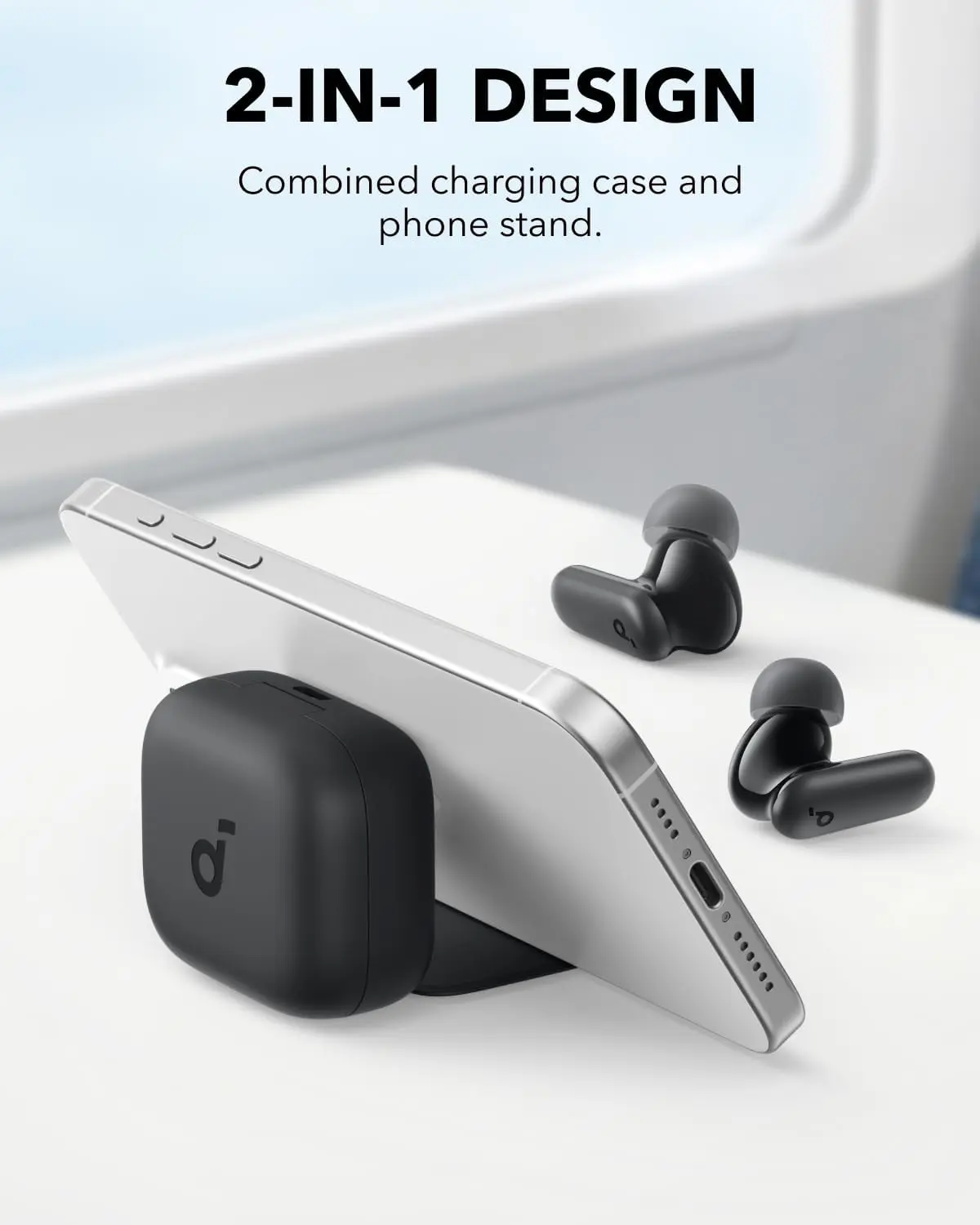 Soundcore P30i by Anker Noise Cancelling Earbuds, Strong and Smart Noise Cancelling, Powerful Bass, 45H Playtime, 2-in-1 Case and Phone Stand, IP54, Wireless Earbuds, Bluetooth 5.4 (Black) image 5