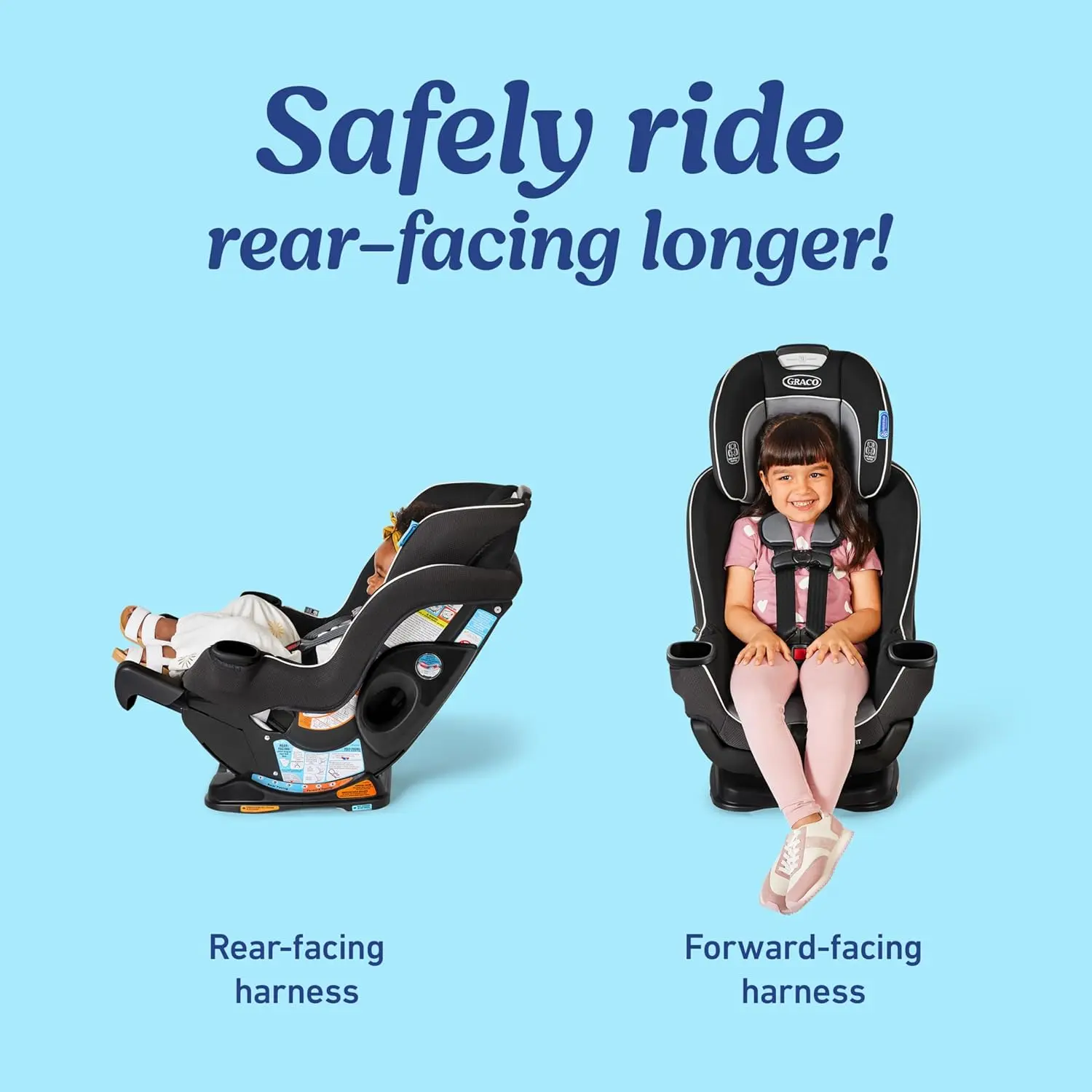 Graco Extend2Fit Convertible Baby Car Seat, Rear and Forward Facing, Adjustable Extension Panel for Extra Legroom, Gotham image 2