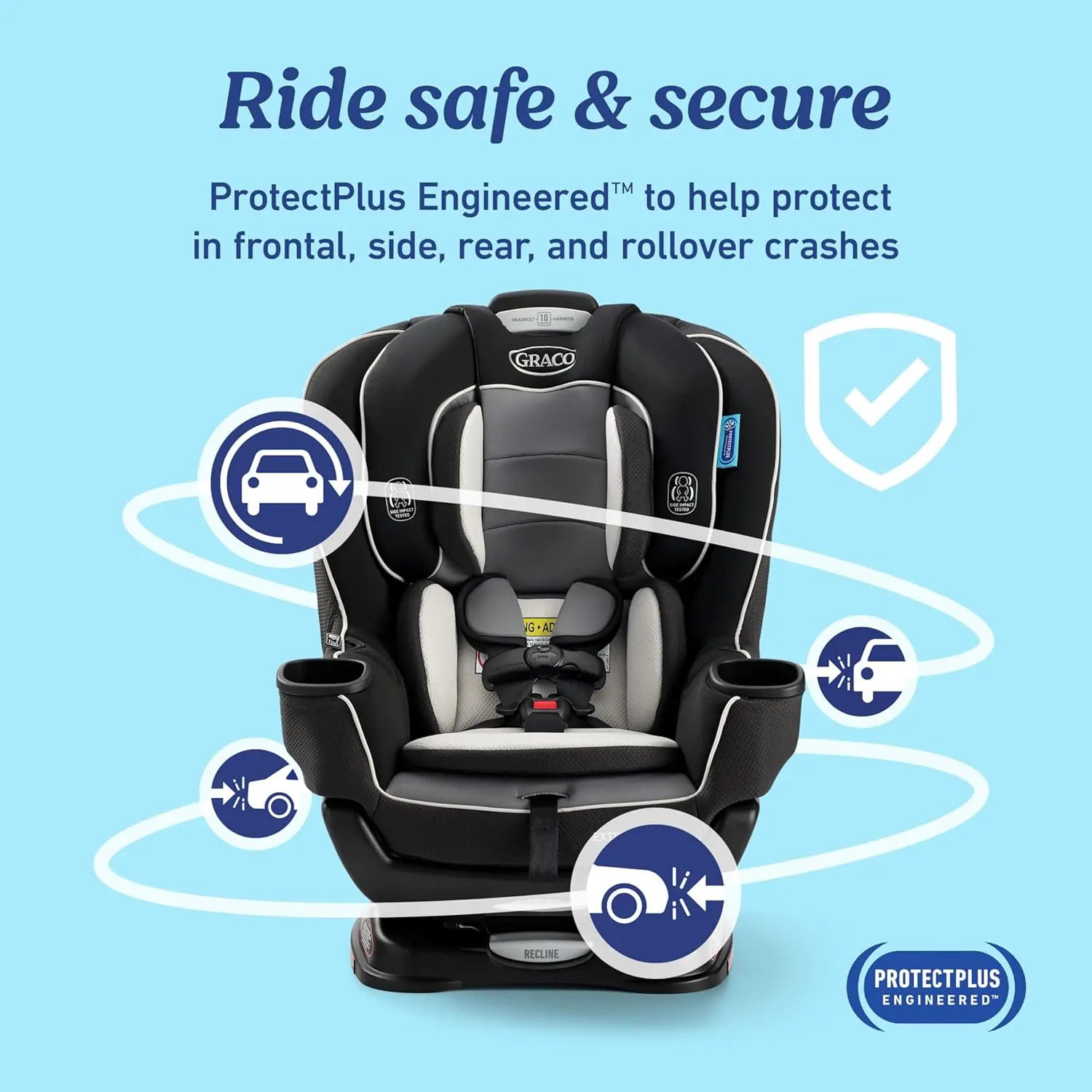 Graco Extend2Fit Convertible Baby Car Seat, Rear and Forward Facing, Adjustable Extension Panel for Extra Legroom, Gotham image 4
