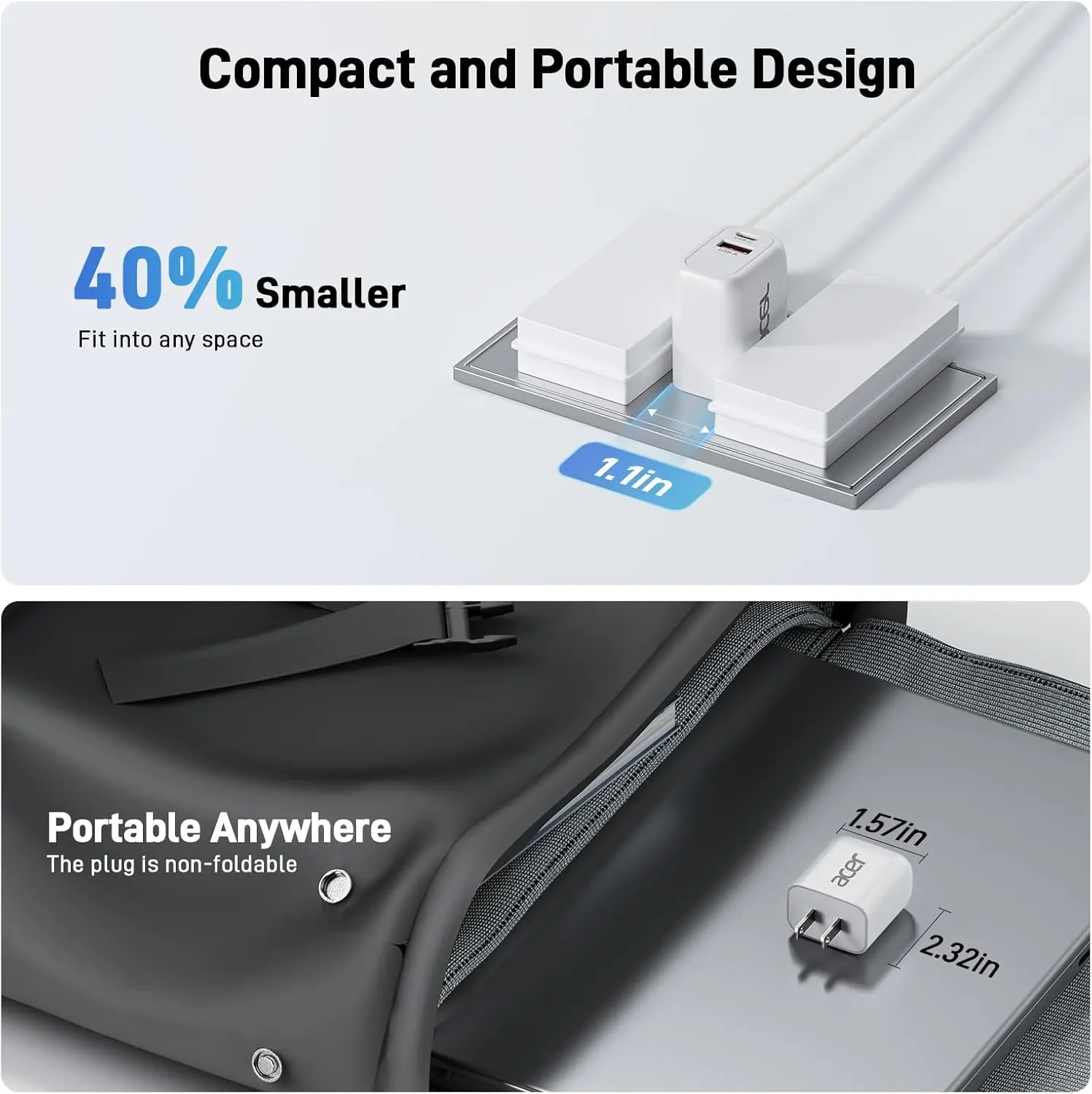Acer USB C Charger Block, 3-Pack 20W Dual Port Type C Fast Charging, Wall Plug Adapter with 3-Pack 6.6FT Fast Power Cables Compatible with iPhone 16/15/ iPad Pro/ Air/ AirPods, iwatch, Galaxy image 6