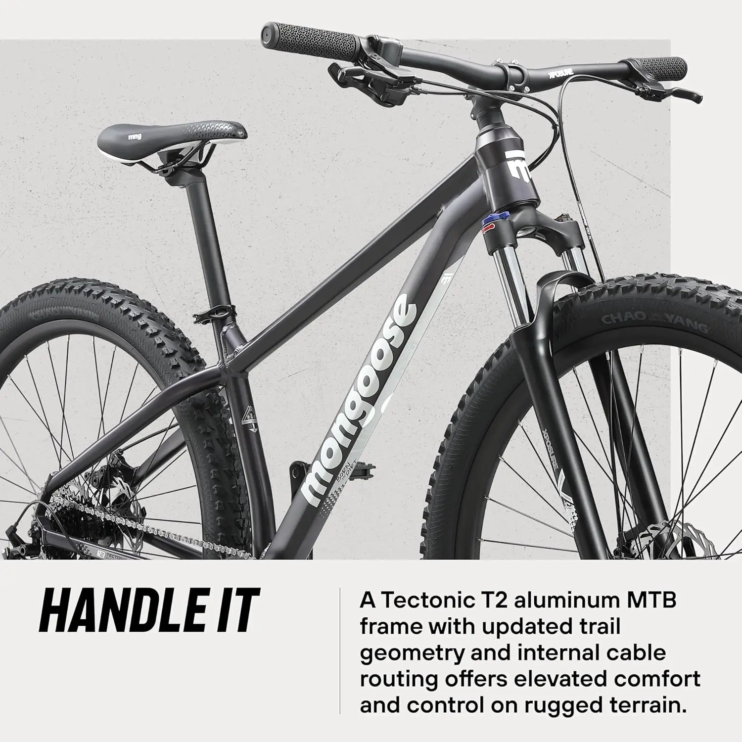 Mongoose Switchback Mountain Bike for Men and Women, 8 to 10-Speed Drivetrain with Trigger Shifters, 27.5 to 29-Inch Wheels, 15.5 to 17.5-Inch Frame image 2