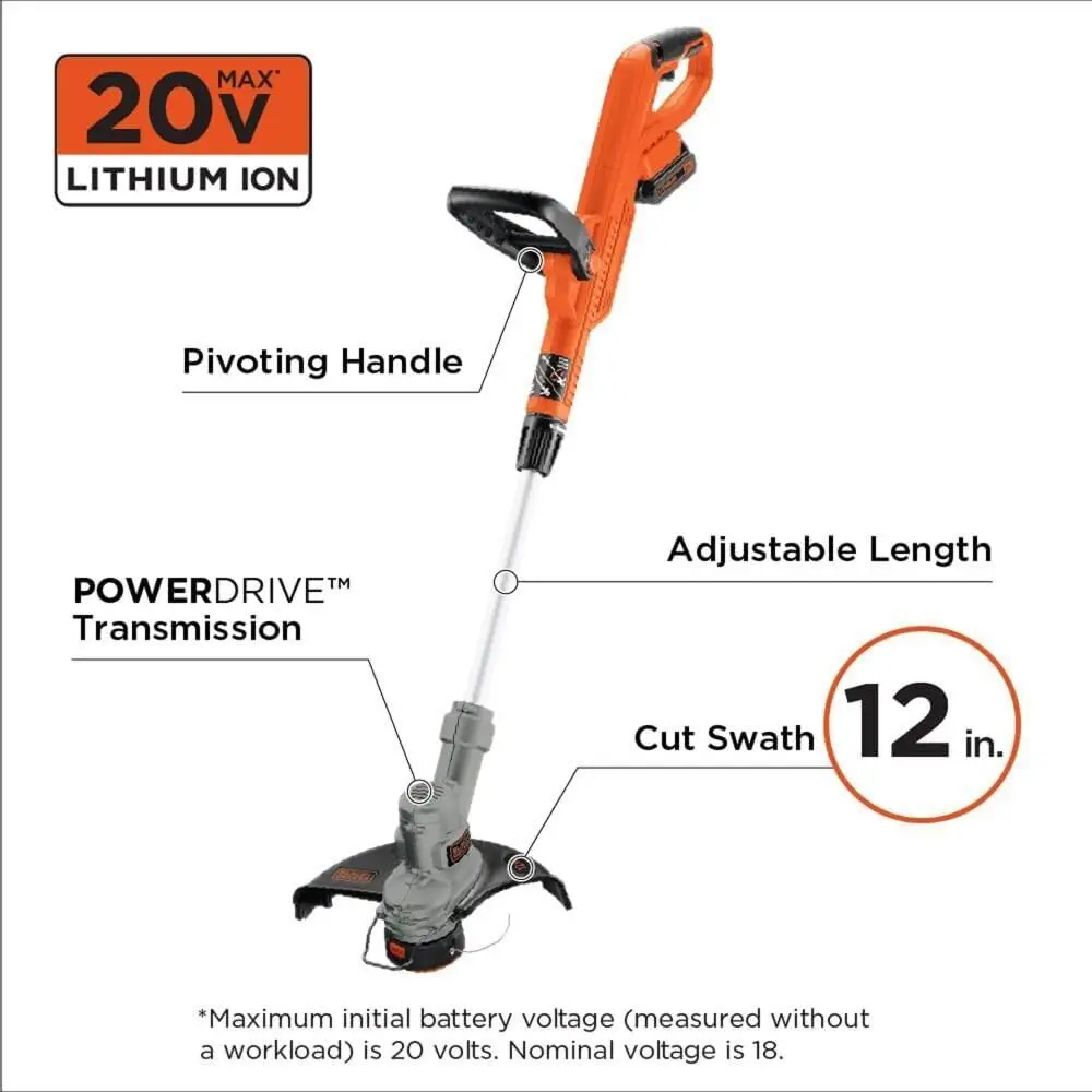 BLACK+DECKER 20V MAX Lithium 12 inch Trimmer/Edger (LST300) image 6