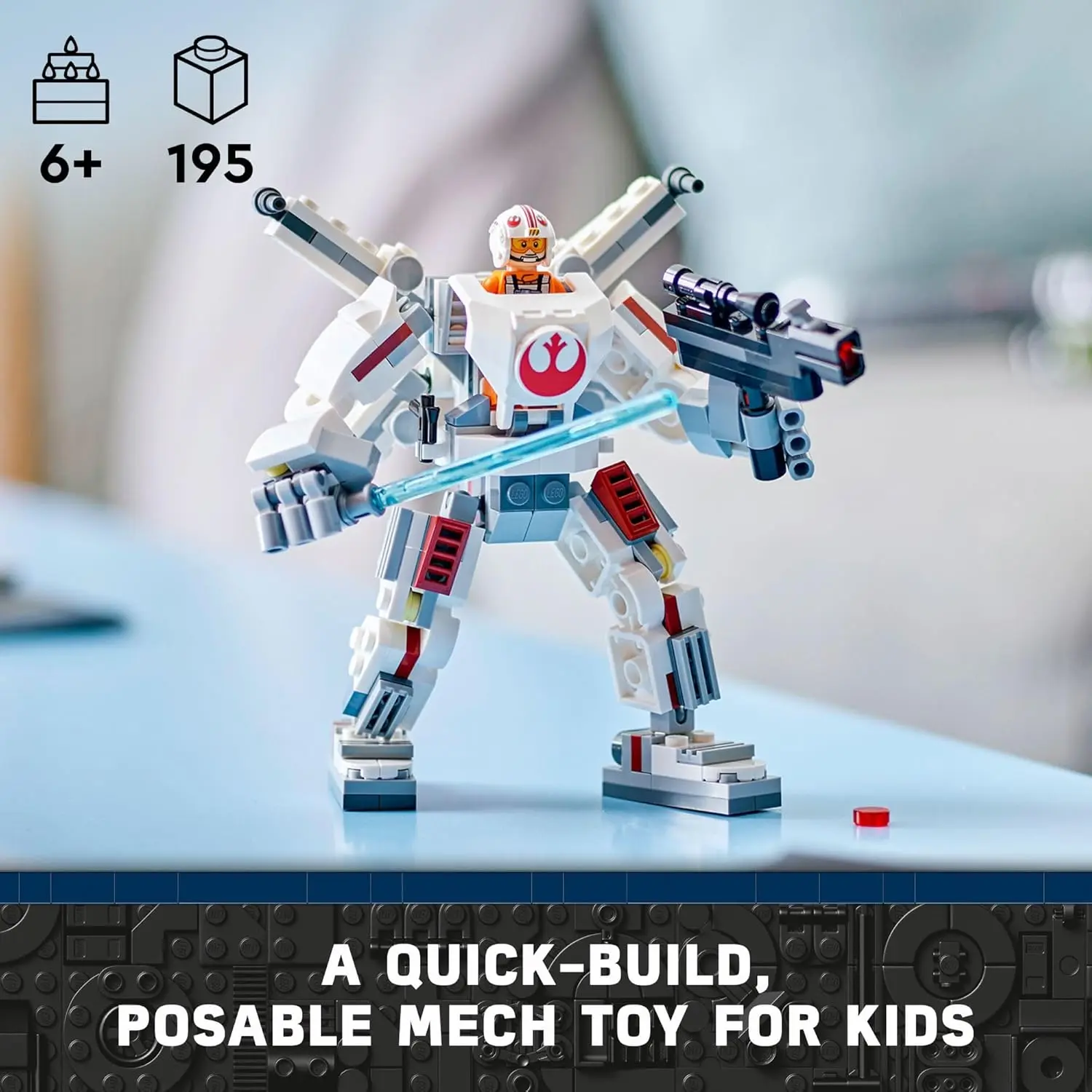 LEGO Star Wars Luke Skywalker X-Wing Mech, Buildable Star Wars Action Figure with Luke Skywalker Toy, Collectible Building Set for Kids, Creative Star Wars Gift for Boys and Girls Ages 6 and Up, 75390 image 2