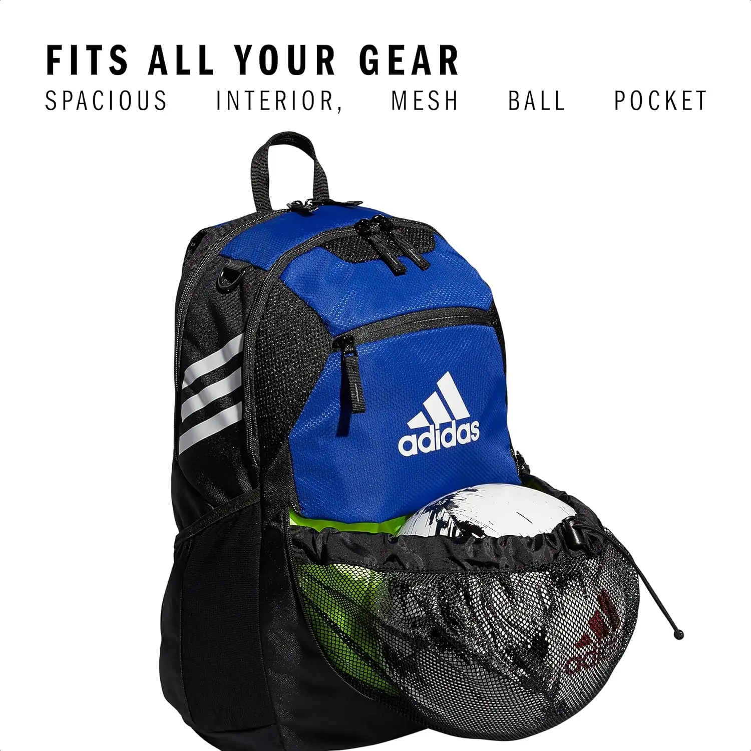 adidas Stadium Team Sports Backpack for Men and Women (36l) Durable Athletic Laptop Bag, Royal Blue/3.0, One Size image 2