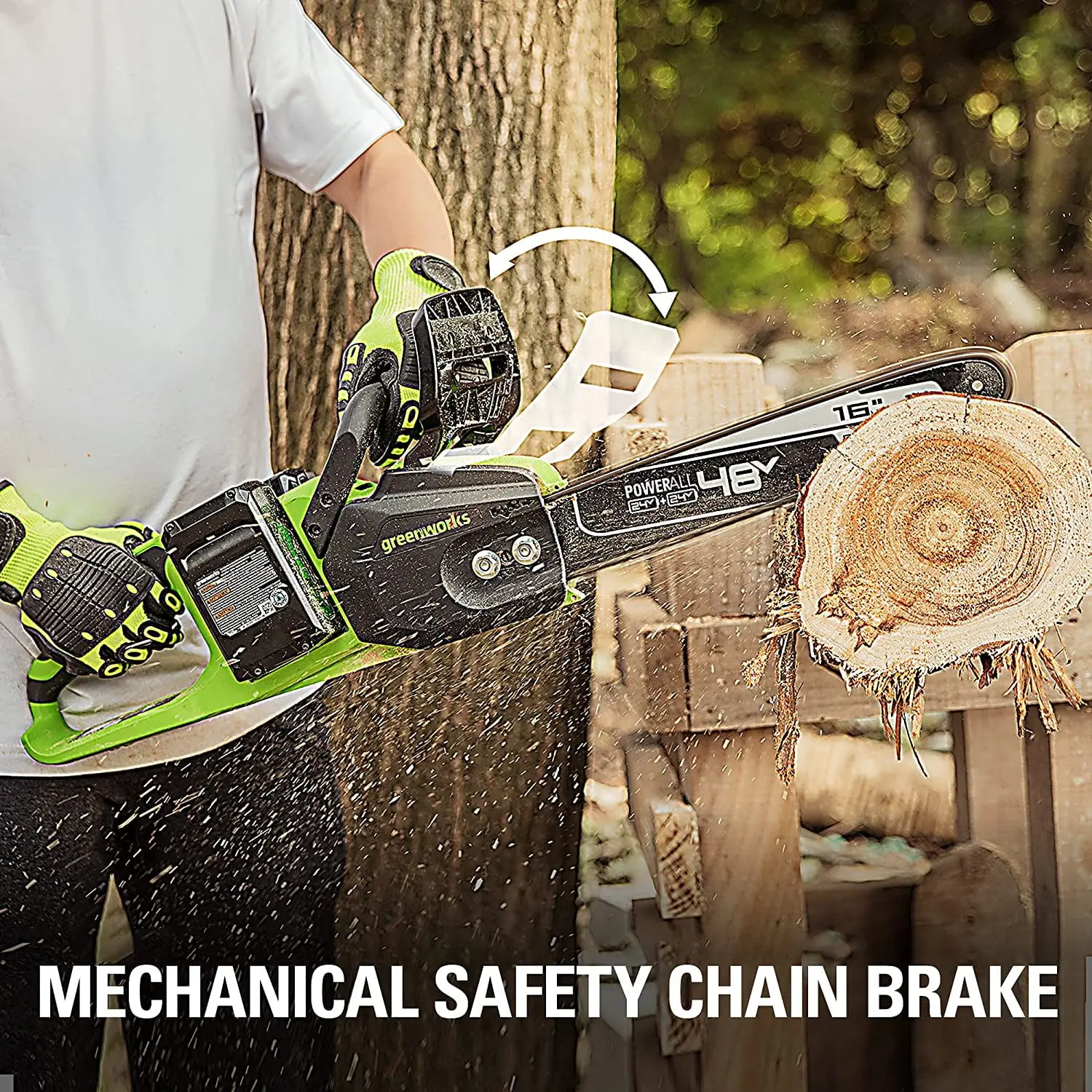 Greenworks 48V (2x24V) 16" Brushless Chainsaw + (2) 4Ah USB Batteries & Dual Port Charger 2018002 image 8