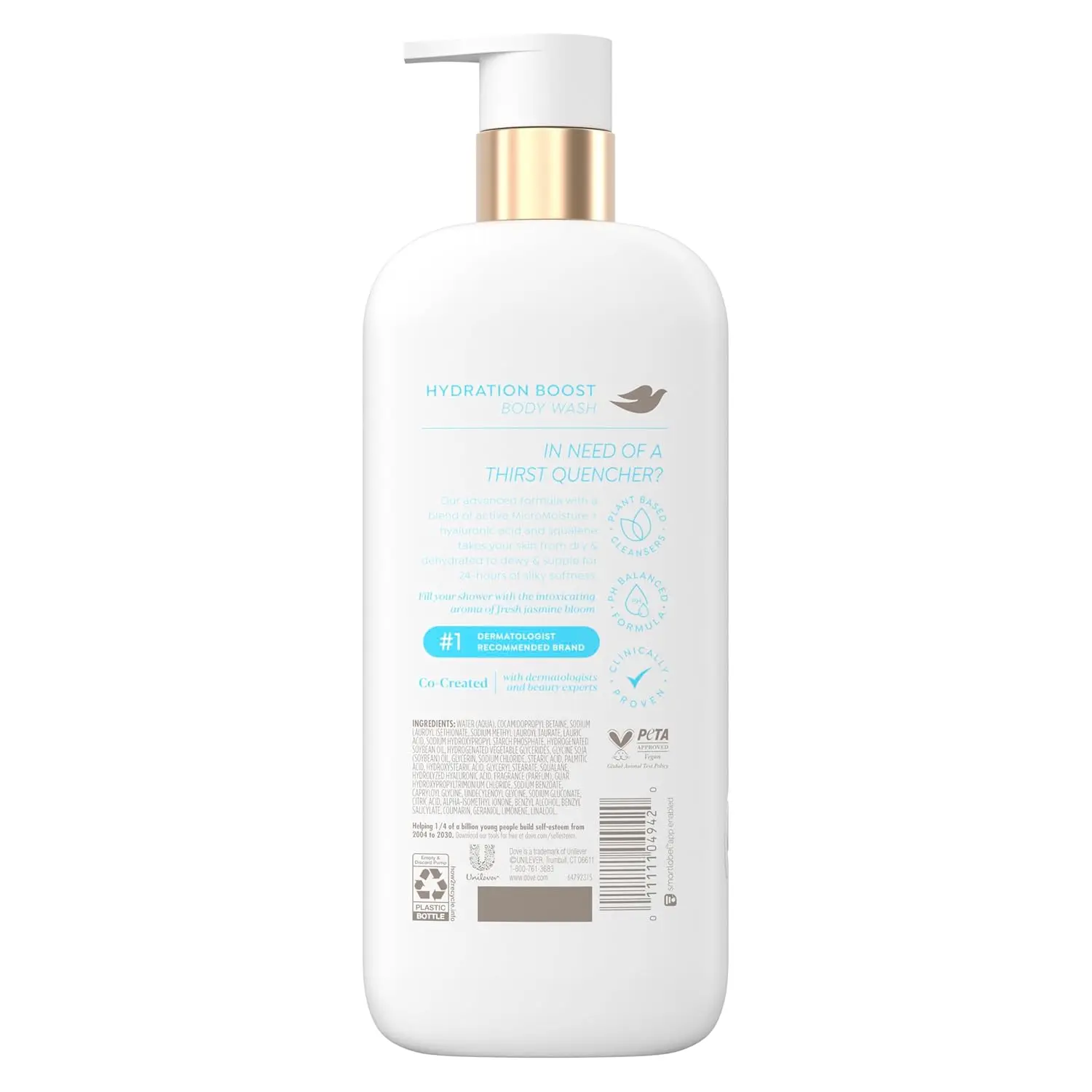 Dove Serum Body Wash Hydration Boost actively drenches dry skin with Hyaluronic Acid Serum 18.5 Fl Oz image 3