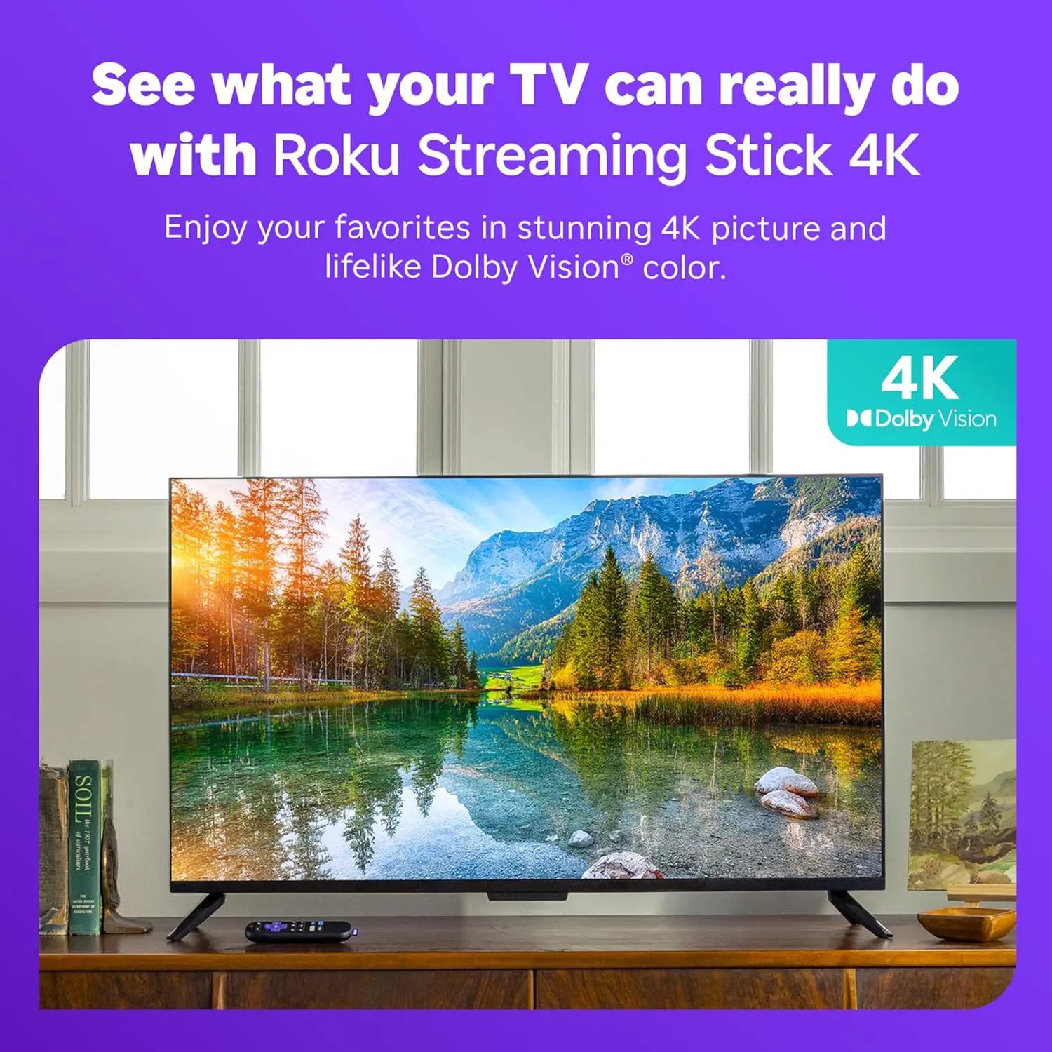 Roku Streaming Stick 4K - HDR & Dolby Vision Roku Streaming Device for TV with Voice Remote & Long-Range Wi-Fi - Free & Live TV image 3