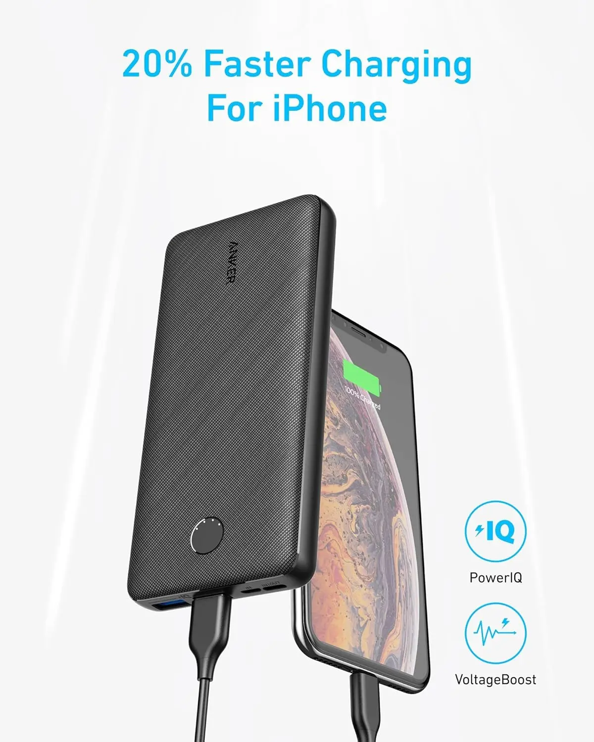 Anker Portable Charger, 325 Power Bank (PowerCore Essential 20K), 20K Battery Pack with 15W Charging, PowerIQ, 2 USB-A, 1 Micro USB, 1 Input and Output USB-C Ports for iPhone Series, AirPods, and More image 3