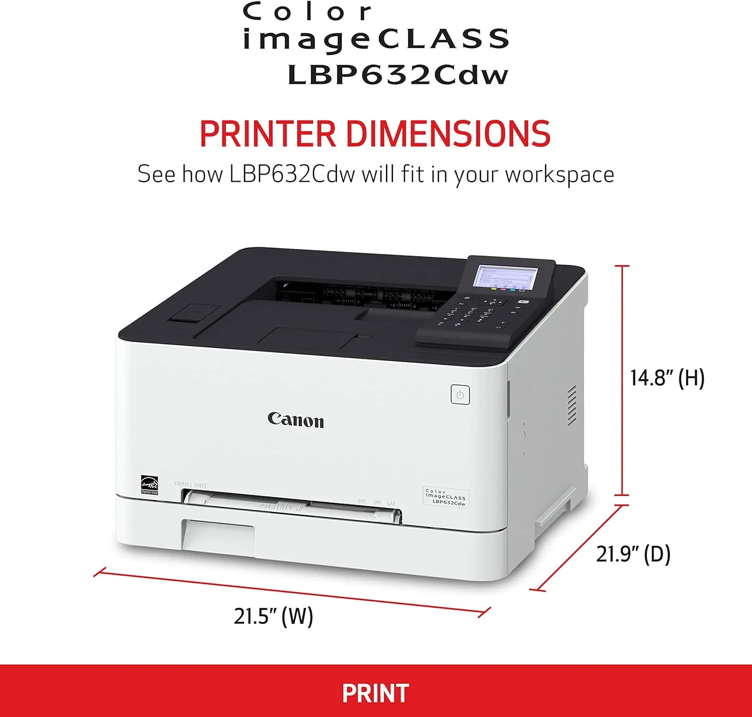 Canon Color imageCLASS LBP632Cdw - Wireless Duplex Laser Printer, Single Function, Home Office, Mobile Ready, 22 PPM Color, White image 2