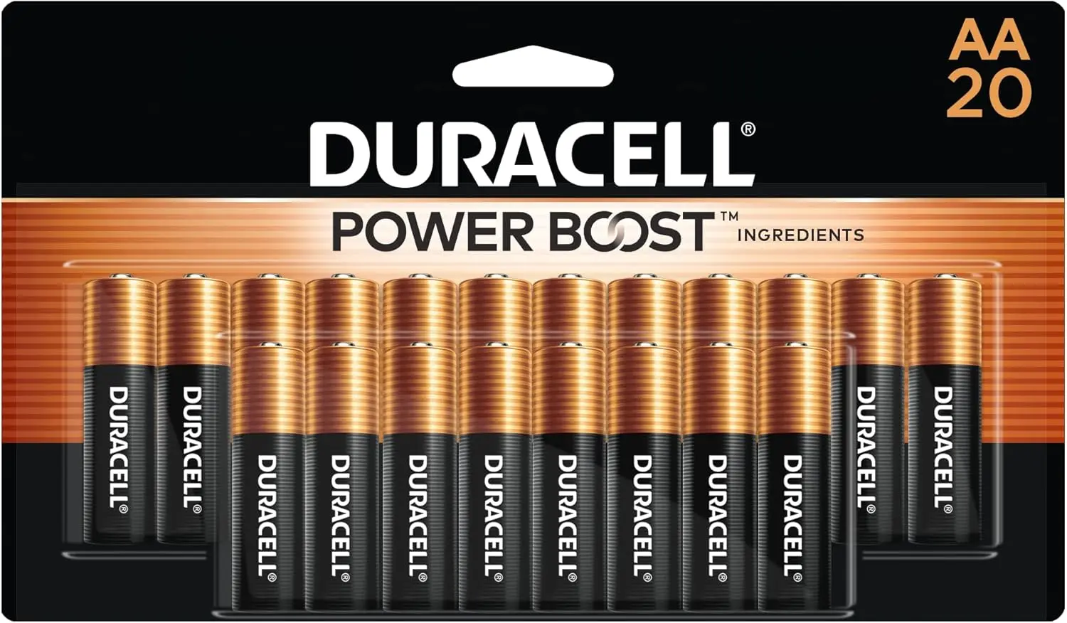 Duracell Coppertop AA Batteries with Power Boost Ingredients, 20 Count Pack Double A Battery with Long-lasting Power, Alkaline AA Battery for Household and Office Devices image 1