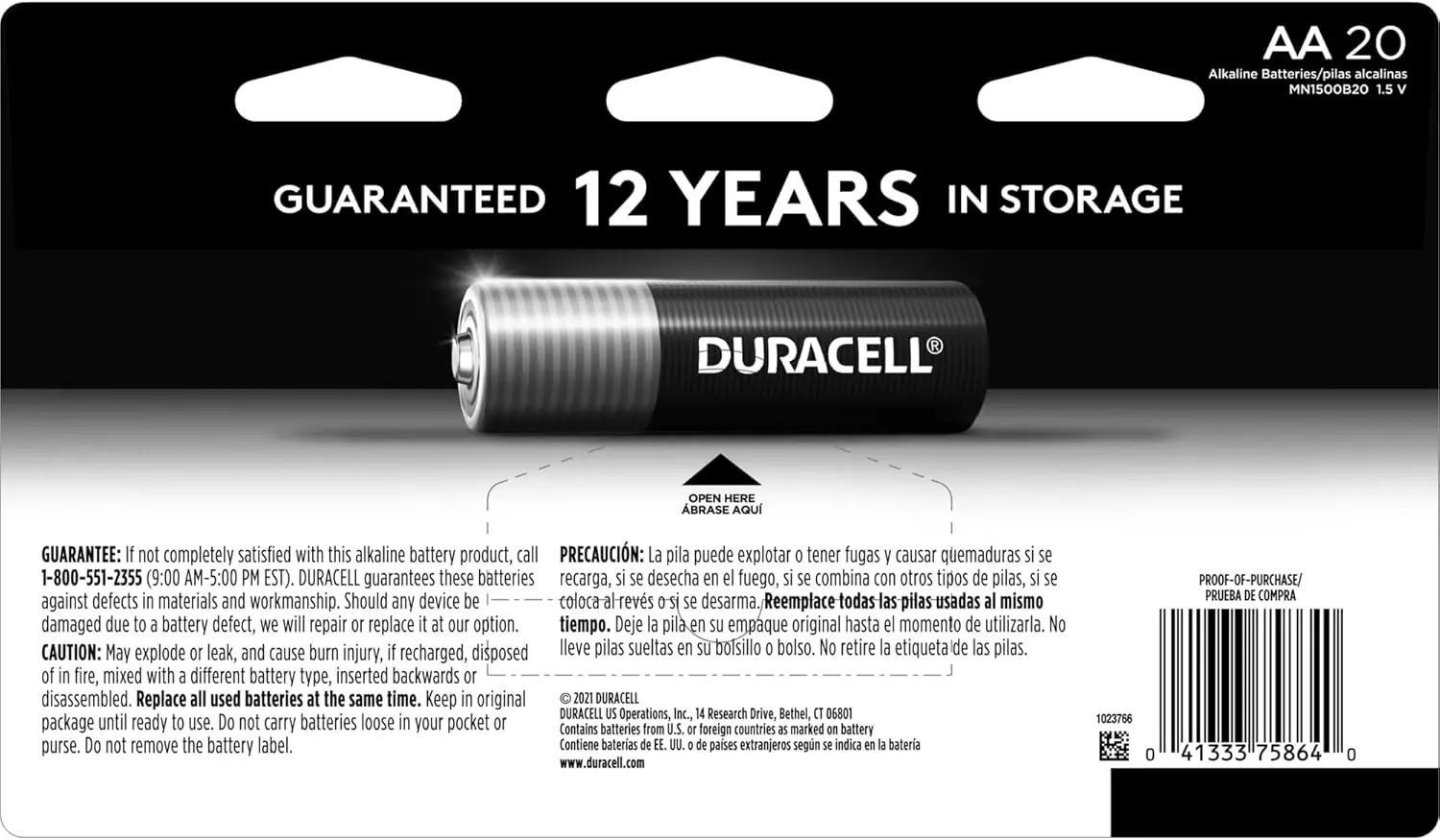Duracell Coppertop AA Batteries with Power Boost Ingredients, 20 Count Pack Double A Battery with Long-lasting Power, Alkaline AA Battery for Household and Office Devices image 2