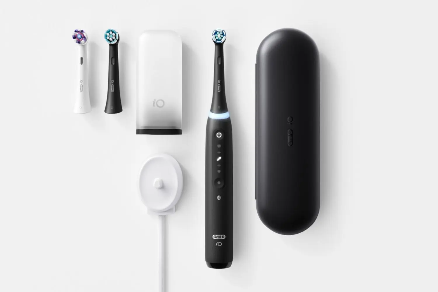 Oral-B iO Deep Clean + Whiten Rechargeable Electric Toothbrush with Visible Pressure Sensor, 2 Minute Timer, 5 Cleaning Settings, 1 iO5 Limited, 3 Toothbrush Heads, Travel Case & Refill Holder, Black image 10