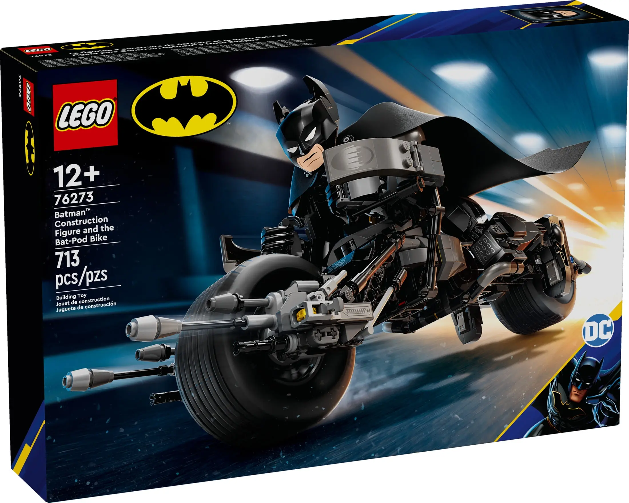 LEGO DC Batman: Batman Construction Figure & Bat-Pod Bike, The Dark Knight Action Figure and Motorcycle, Superhero Toy Gift for Kids, 76273 image 2