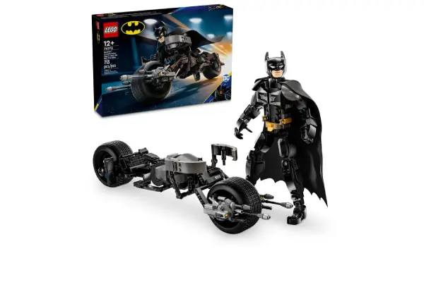 LEGO DC Batman: Batman Construction Figure & Bat-Pod Bike, The Dark Knight Action Figure and Motorcycle, Superhero Toy Gift for Kids, 76273 image