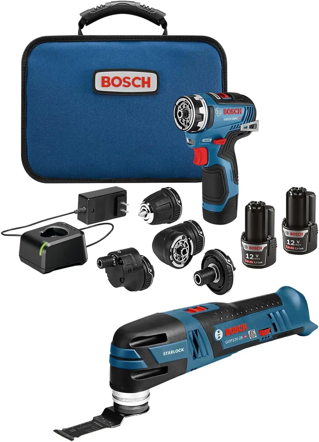 BOSCH GXL12V-270B22 12V Max 2-Tool Combo Kit with Chameleon Drill/Driver Featuring 5-In-1 Flexiclick® System and Starlock® Oscillating Multi-Tool image 1