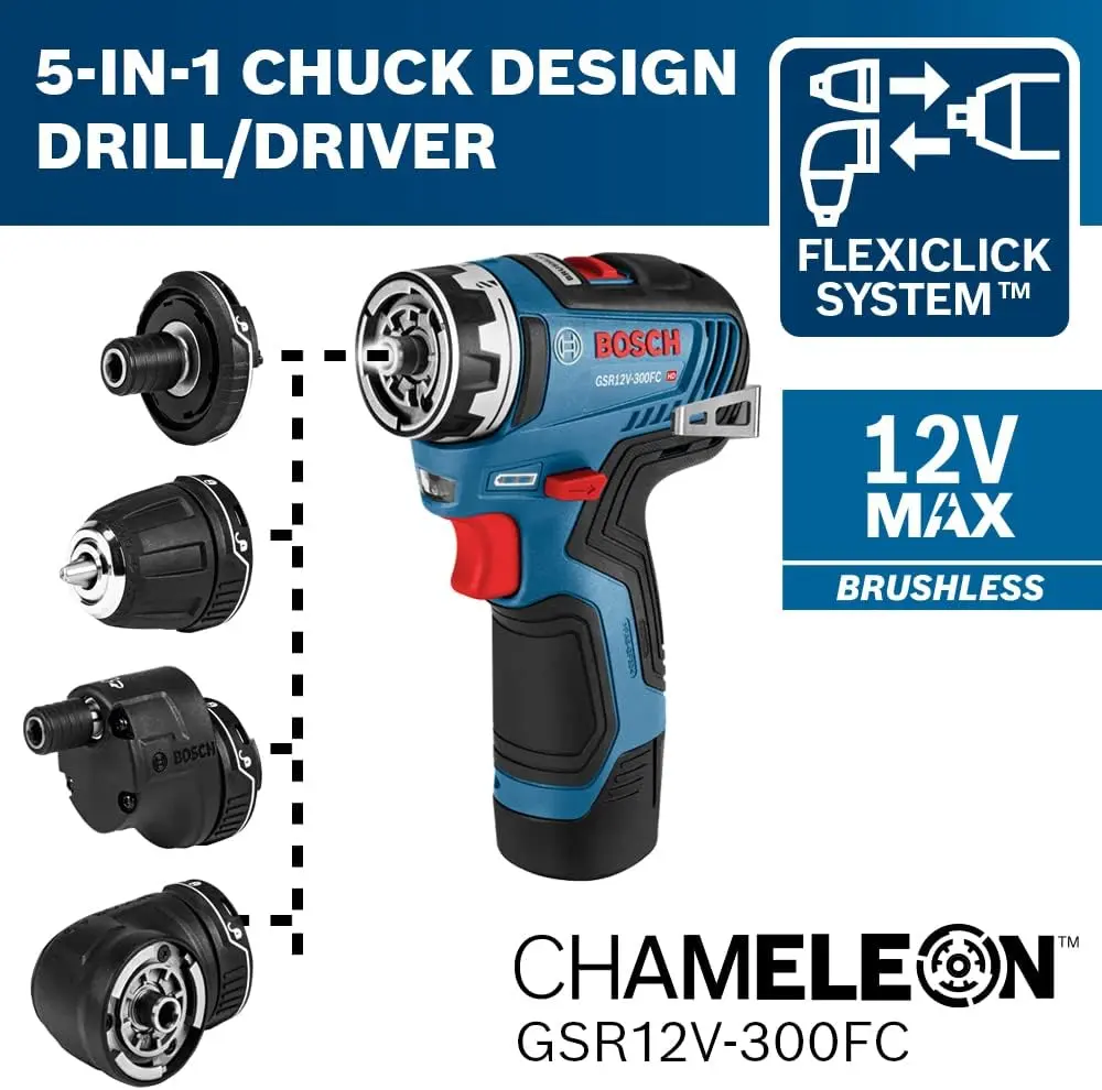 BOSCH GXL12V-270B22 12V Max 2-Tool Combo Kit with Chameleon Drill/Driver Featuring 5-In-1 Flexiclick® System and Starlock® Oscillating Multi-Tool image 4