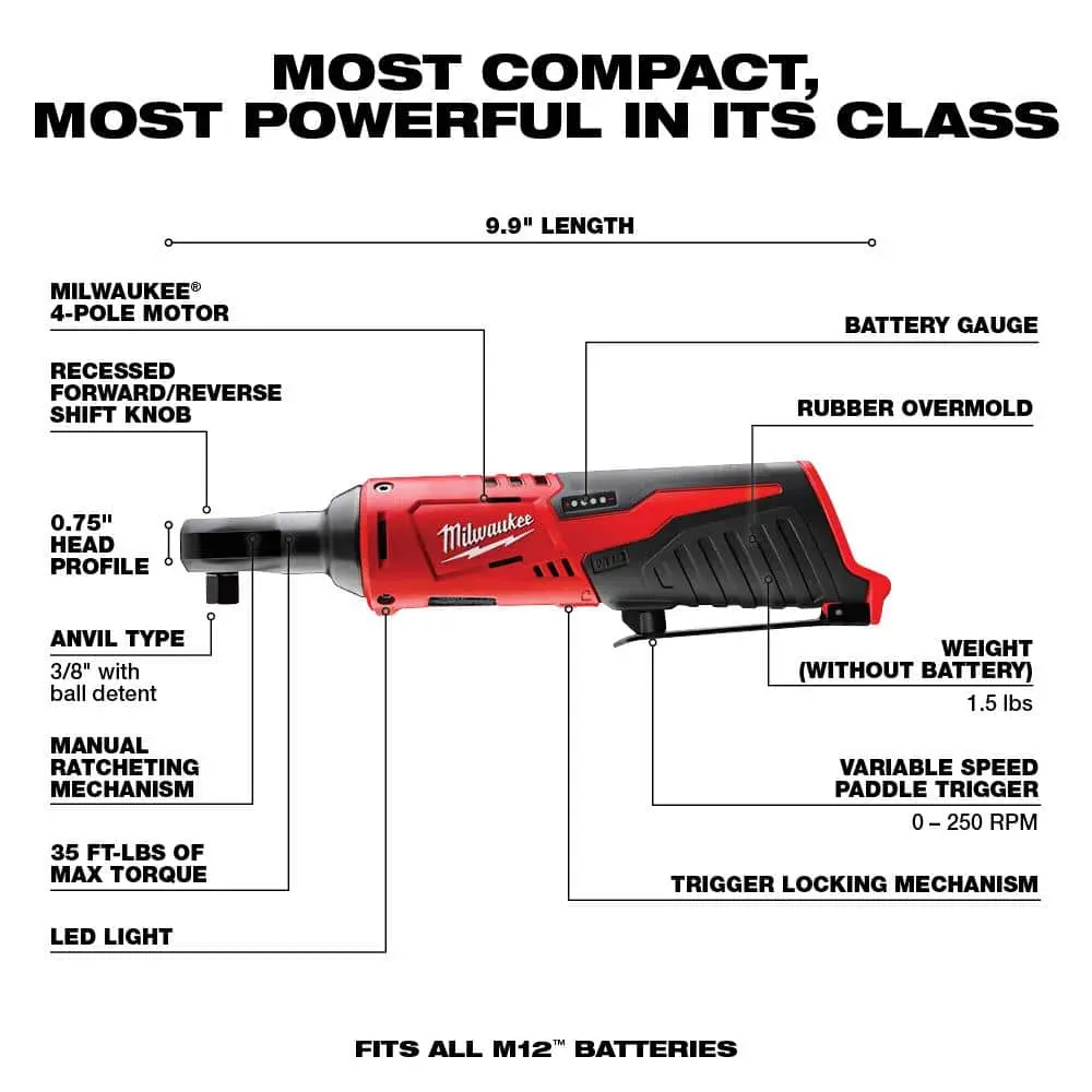 M12 FUEL SURGE 12V Lithium-Ion Brushless Cordless 1/4 in. Hex Impact Driver Compact Kit w/ M12 3/8 in. Ratchet image 5