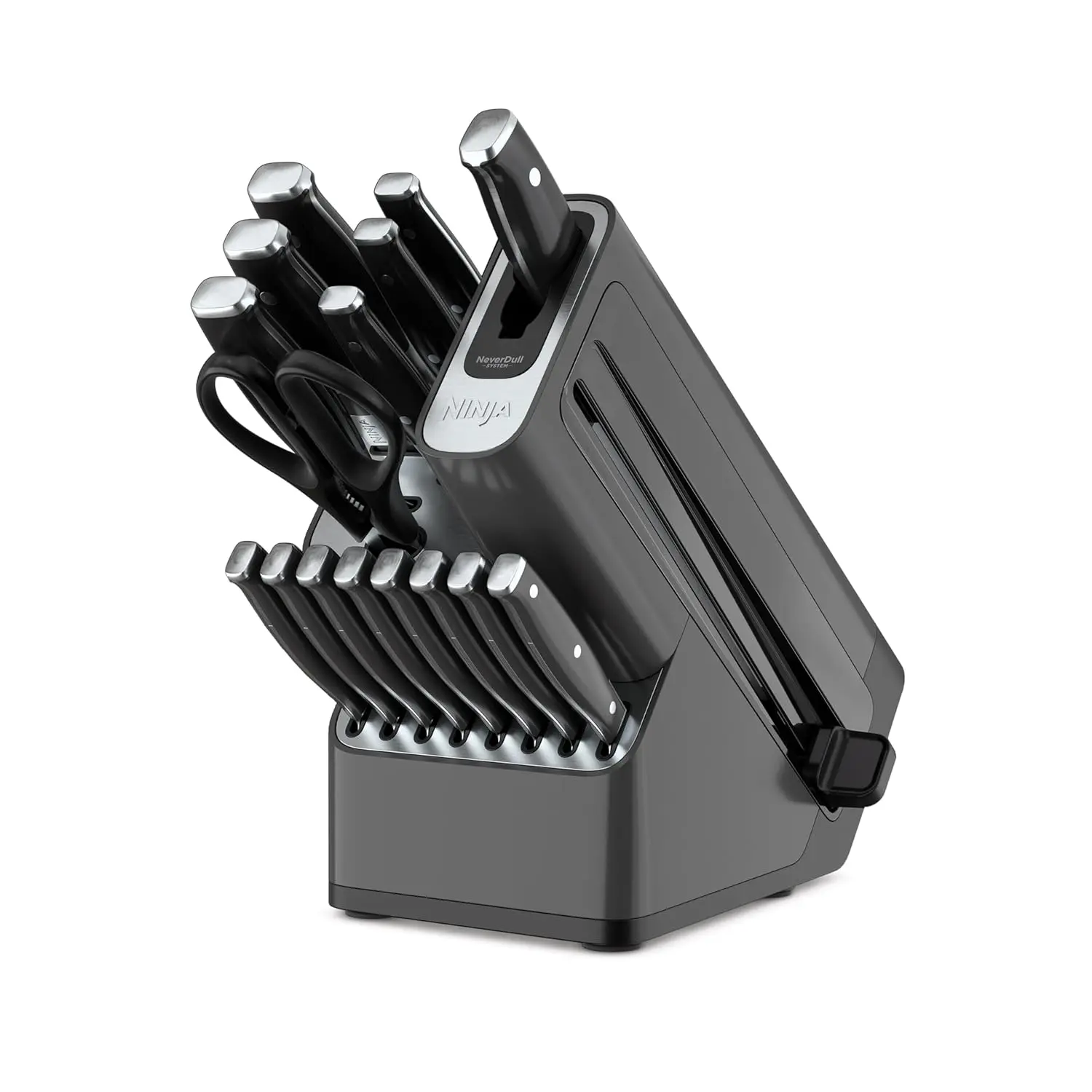 Ninja K32017 Foodi NeverDull Premium Knife System, 17 Piece Knife Block Set with Built-in Sharpener, German Stainless Steel Knives, Black image 1