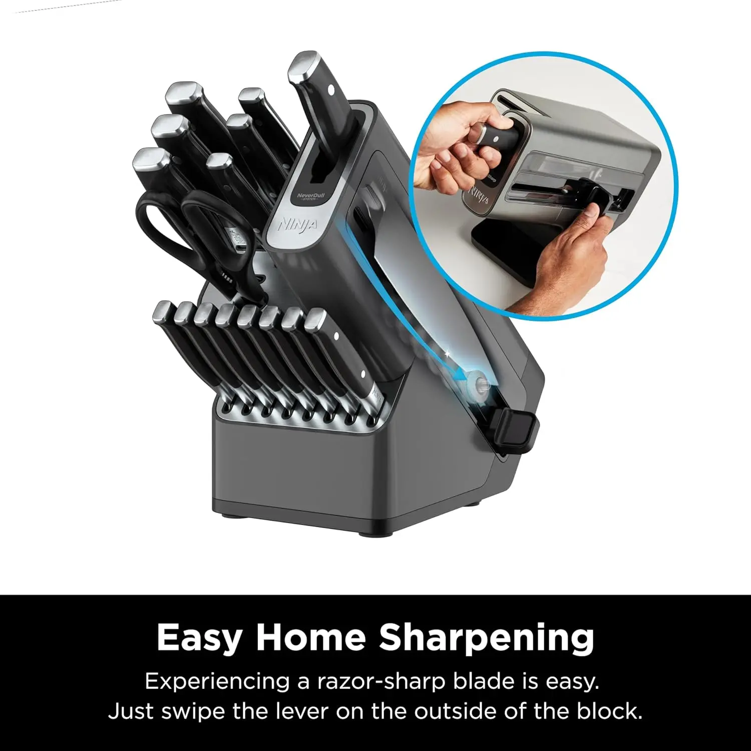 Ninja K32017 Foodi NeverDull Premium Knife System, 17 Piece Knife Block Set with Built-in Sharpener, German Stainless Steel Knives, Black image 5