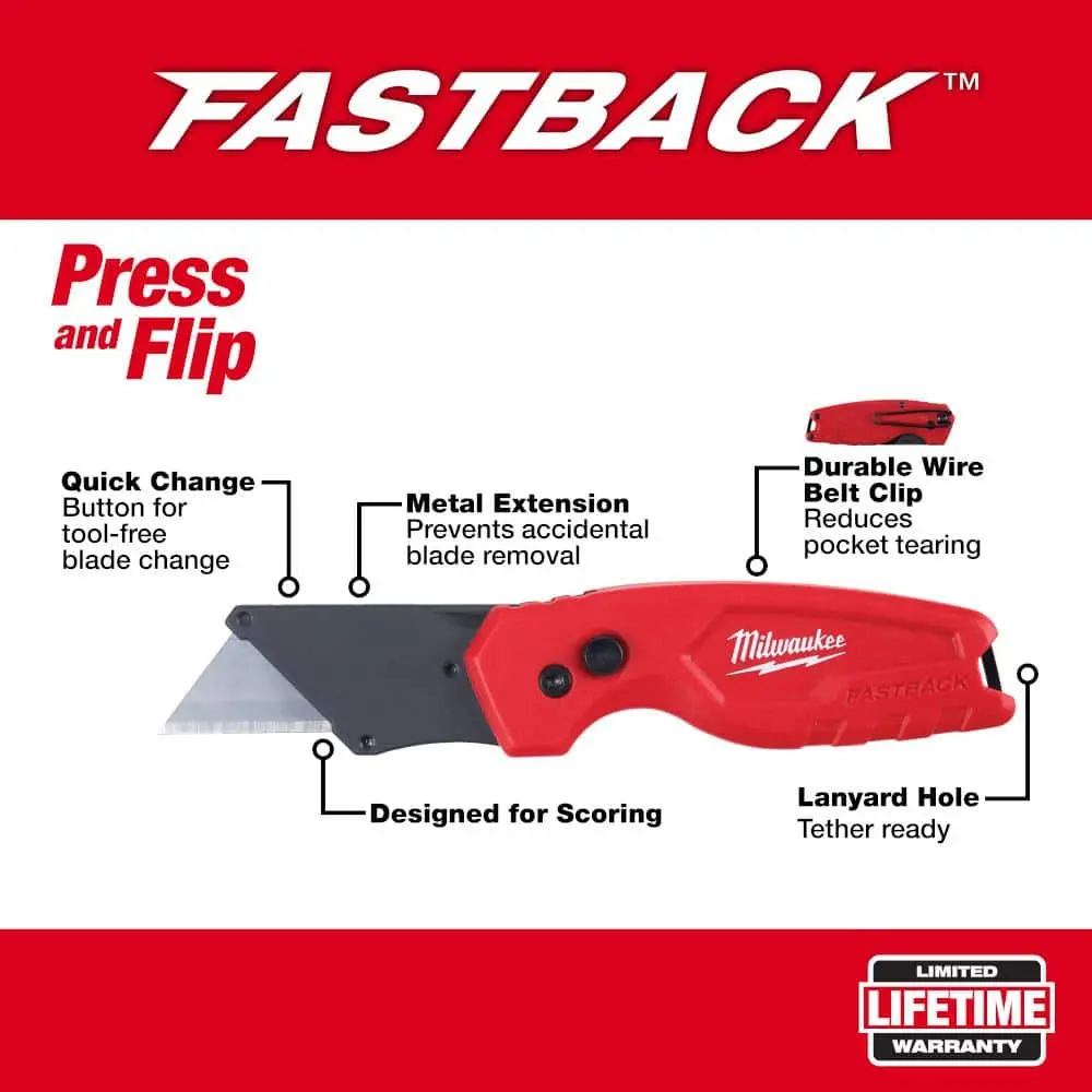 FASTBACK Compact Folding Utility Knife with General Purpose Blade (3-Pack) image 2