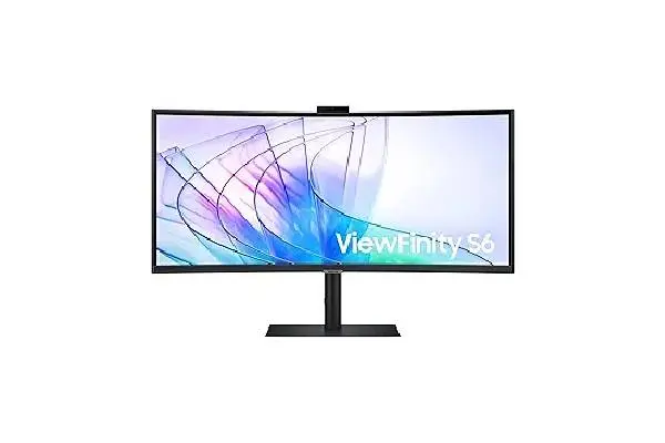 Samsung 34-Inch ViewFinity S65VC Series Ultra-WQHD Curved Computer Monitor, 100Hz, AMD FreeSync, HDR10, USB-C, Built-in Speaker, Camera, KVM Switch, Eye Care, Eco-Packaging, LS34C650VANXGO, Black image