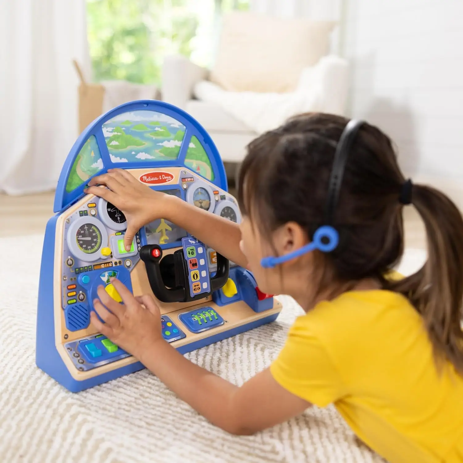 Melissa & Doug Jet Pilot Interactive Dashboard Wooden Toy for Boys and Girls Ages 3+ - FSC Certified image 2