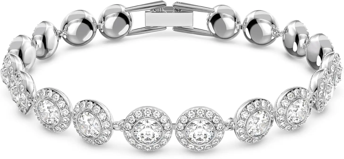 Swarovski Crystal Authentic Angelic All Around Set of Necklace, Bracelet and Earrings, White, Rhodium Finish- Women's Hypoallergenic Sparkling Jewelries - Nickel Free Crystal Jewelry Collection image 4
