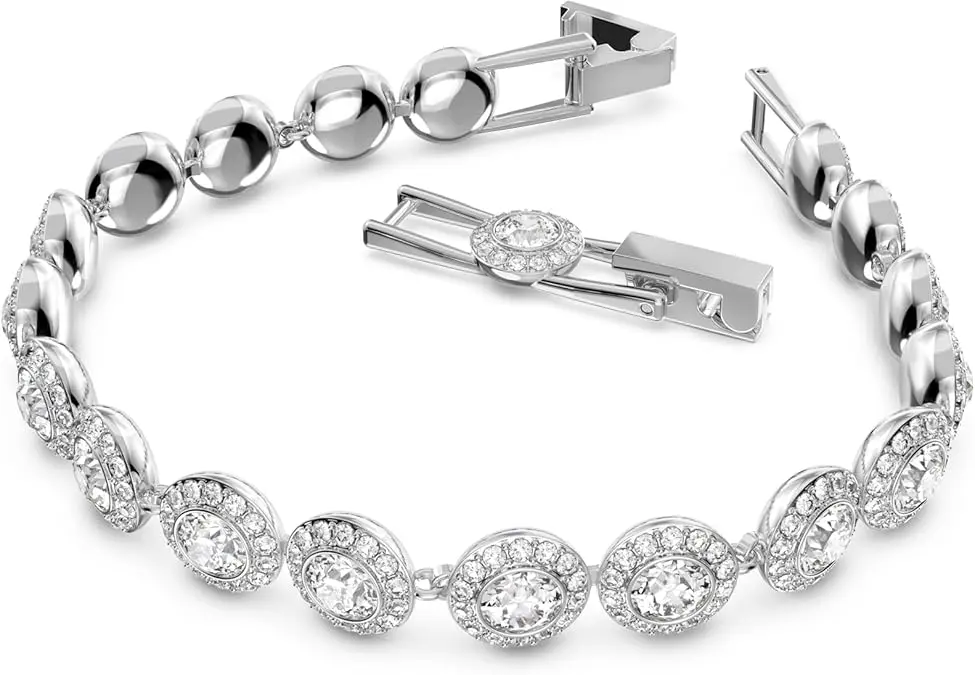 Swarovski Crystal Authentic Angelic All Around Set of Necklace, Bracelet and Earrings, White, Rhodium Finish- Women's Hypoallergenic Sparkling Jewelries - Nickel Free Crystal Jewelry Collection image 5