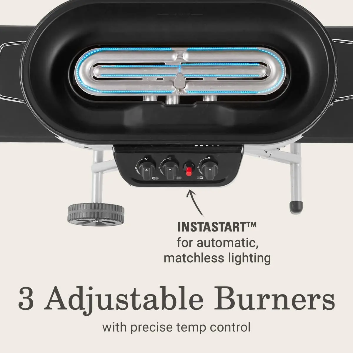Coleman RoadTrip 285 Portable Stand-Up Propane Grill with 3 Adjustable Burners & Instastart Ignition, 20,000 BTUs of Power for Outdoor Cooking, Camping, Tailgating, Grilling, BBQs, & More image 3