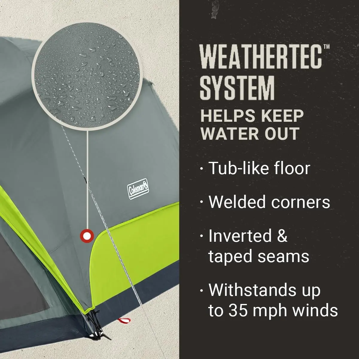 Coleman Skydome Camping Tent with Screened Porch & 5-Minute Setup, Weatherproof 4/6/8 Person Tent with Rainfly & Carry Bag, Made of PFAS-Free Materials image 6