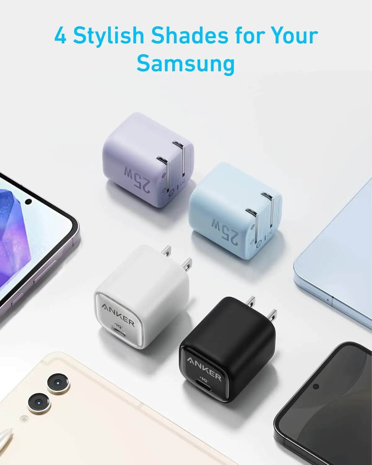 Anker 25W USB C Charger Block, Compact and Foldable, Supports PPS Fast Charging for Galaxy S24/Z Fold/Z Flip/Tab, iPhone, iPad (Black, 1pack with Cable) image 7