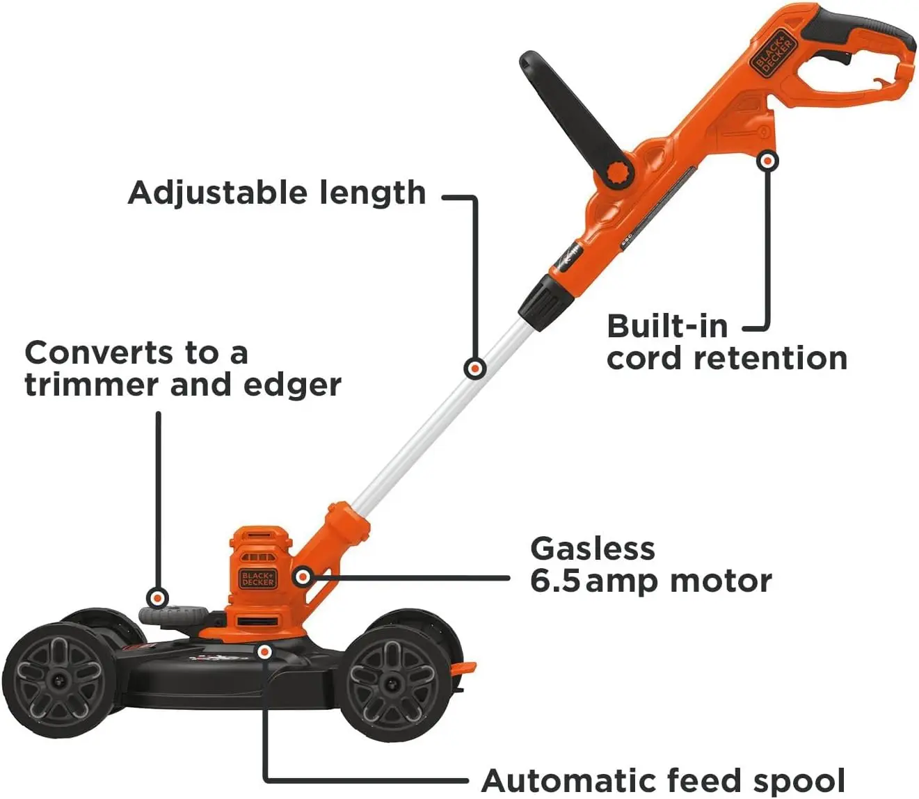 BLACK+DECKER 3-in-1 Corded Lawn Mower, String Trimmer & Edger, 12-Inch (BESTA512CM) image 3