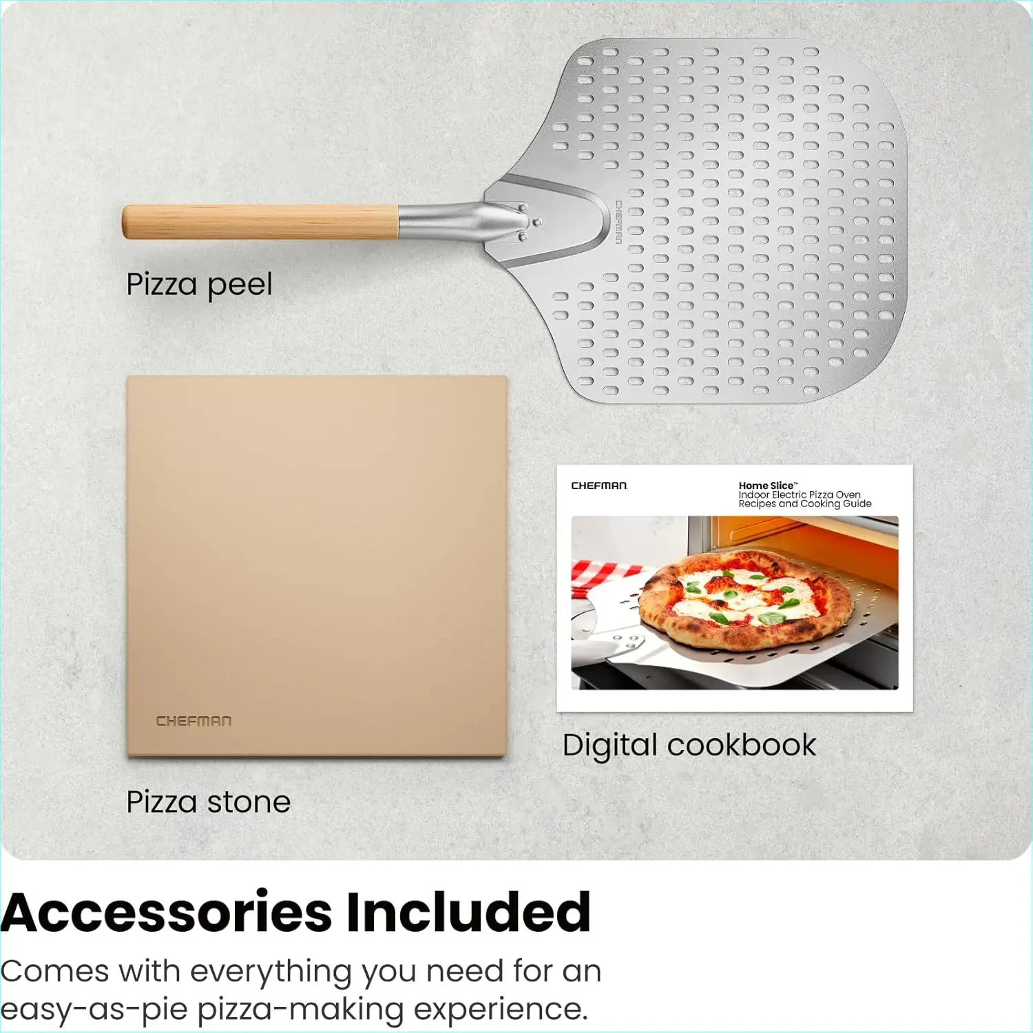 CHEFMAN Indoor Pizza Oven - Makes 12 Inch Pizzas in Minutes, Heats up to 800°F - Countertop Electric Pizza Maker with 5 Touchscreen Presets, Pizza Stone and Peel Included - Stainless Black image 6