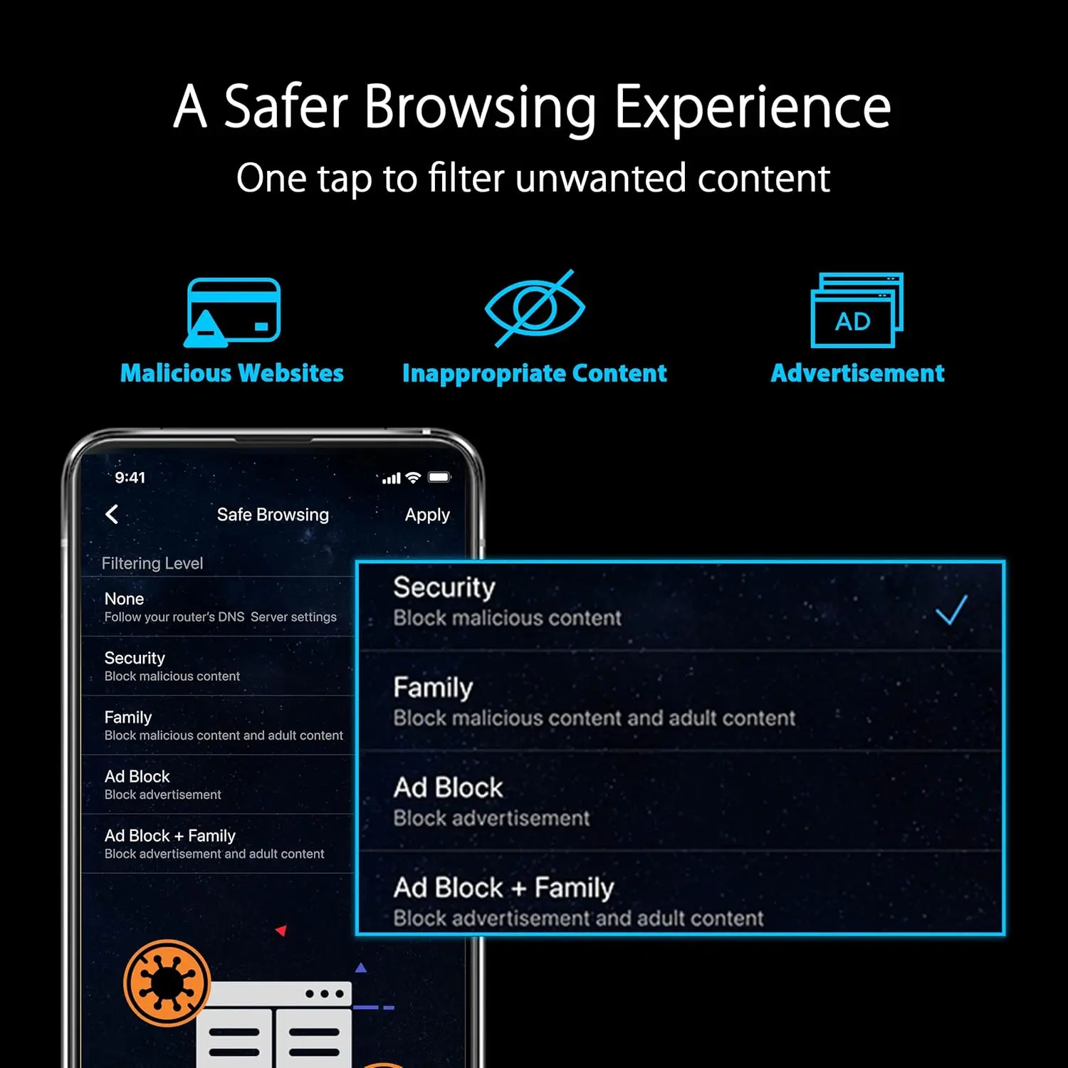 ASUS RT-AXE7800 Tri-band WiFi 6E (802.11ax) Router, 6GHz Band, ASUS Safe Browsing, Upgraded Network Security, Instant Guard, Built-in VPN Features, Parental Controls, 2.5G Port, AiMesh Support image 8