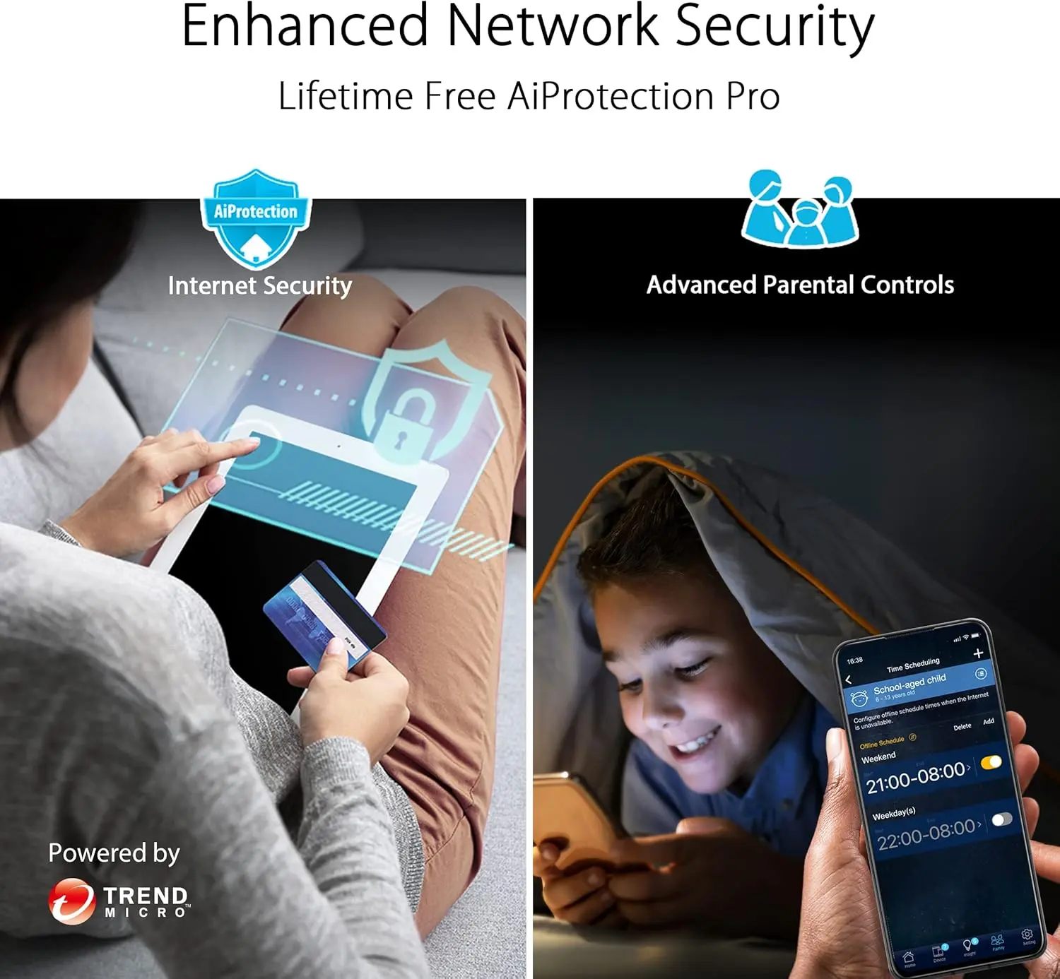 ASUS RT-AXE7800 Tri-band WiFi 6E (802.11ax) Router, 6GHz Band, ASUS Safe Browsing, Upgraded Network Security, Instant Guard, Built-in VPN Features, Parental Controls, 2.5G Port, AiMesh Support image 9