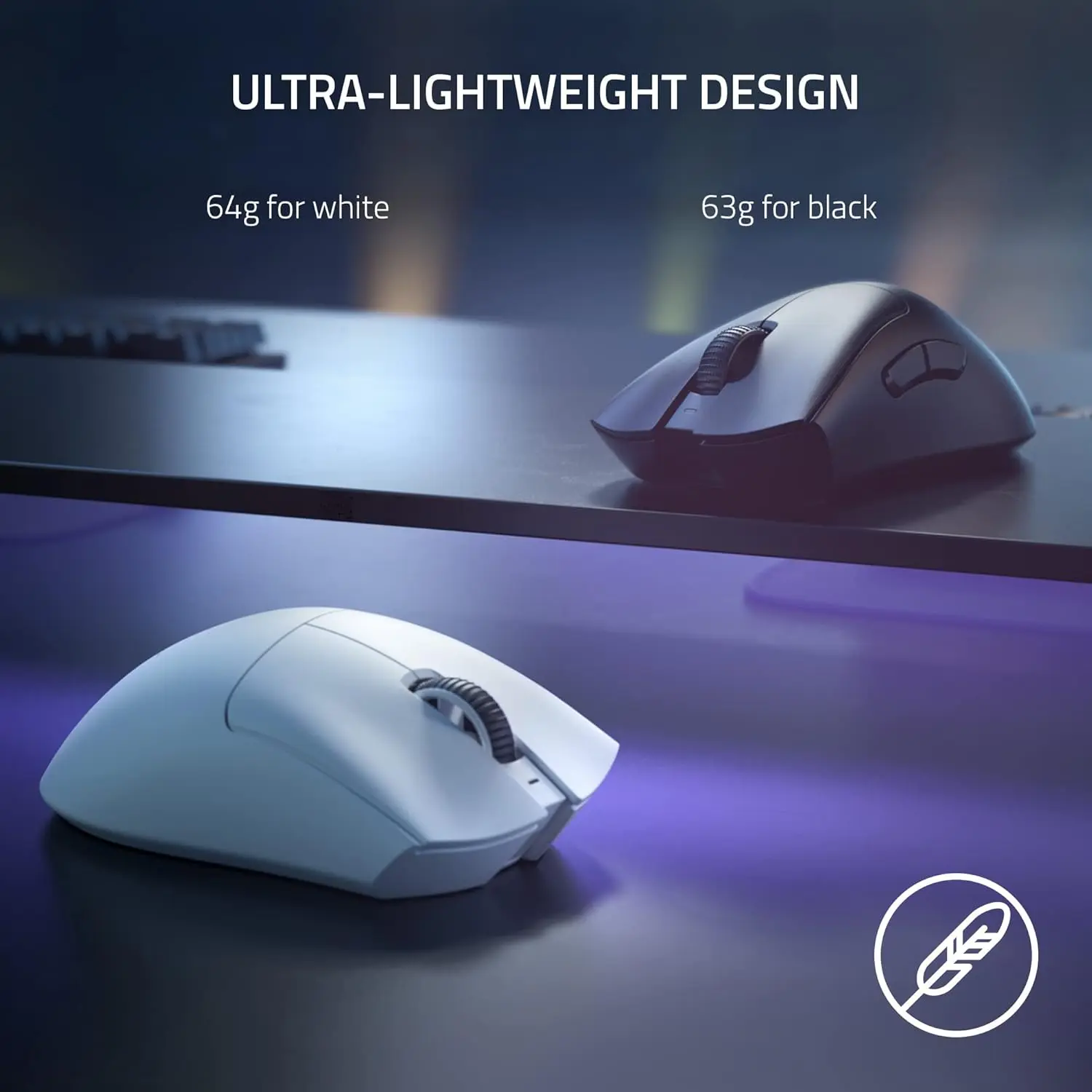 Razer DeathAdder V3 Pro Gaming Mouse: 63g Ultra Lightweight - Focus Pro 30K Optical Sensor - Fast Optical Switches Gen-3 - HyperSpeed Wireless - 5 Programmable Buttons - 90 Hr Battery - Black image 3