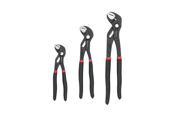 Amazon Basics 3-Piece Quick Release Groove Joint Pliers Set, Drop Forged Chrome Vanadium Steel, Includes 7-inch,10-inch, and 12-inch, Black image