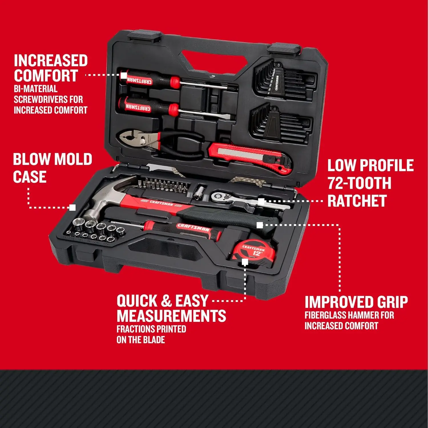 CRAFTSMAN 57 Piece Mechanics Tool Set/Home Tool Set (CMMT99447) image 2