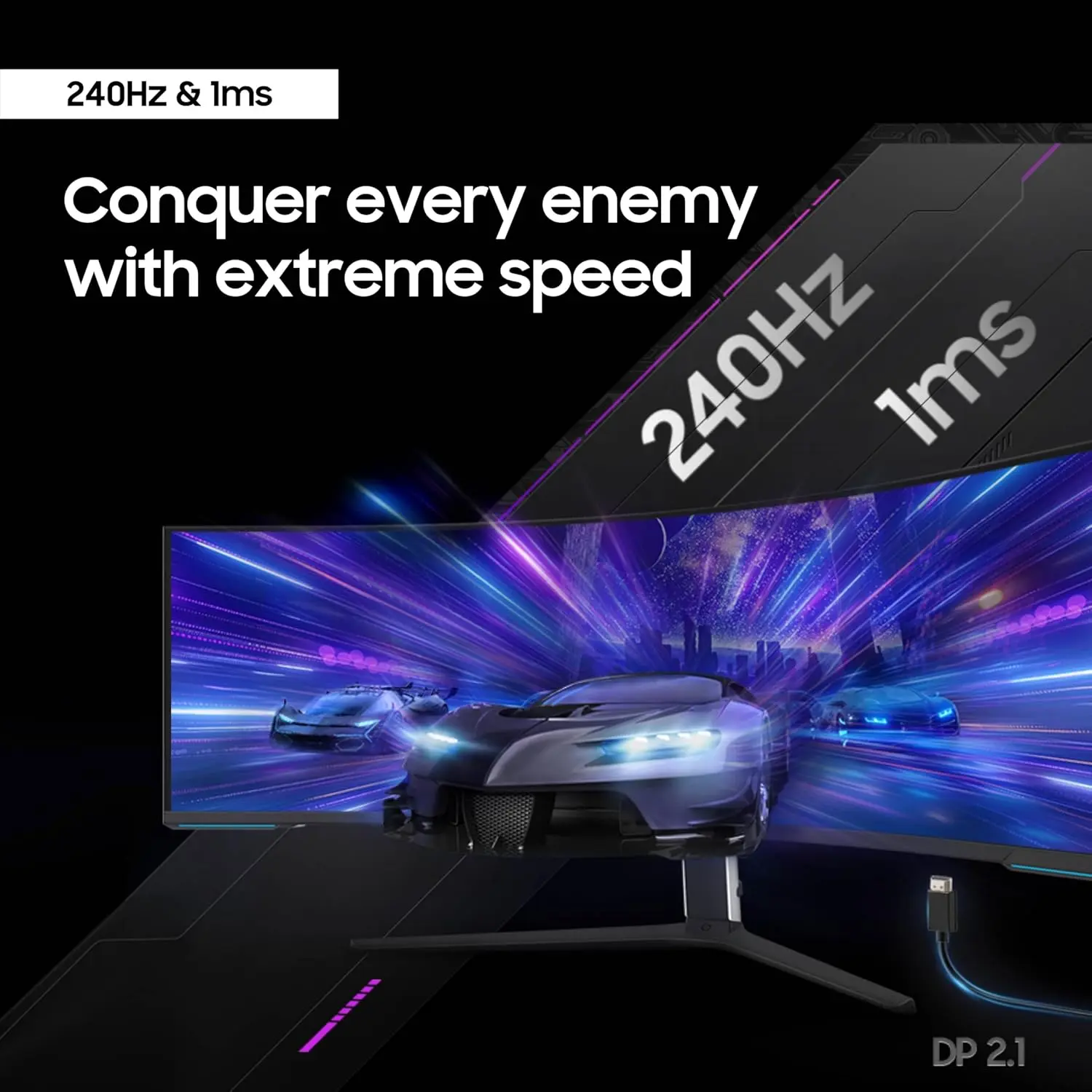 Samsung 57" Odyssey Neo G9 Series Dual 4K UHD 1000R Curved Gaming Monitor, 240Hz, 1ms with DisplayPort 2.1, Quantum Mini-LED, DisplayHDR 1000, AMD FreeSync Premium Pro, LS57CG952NNXZA image 3