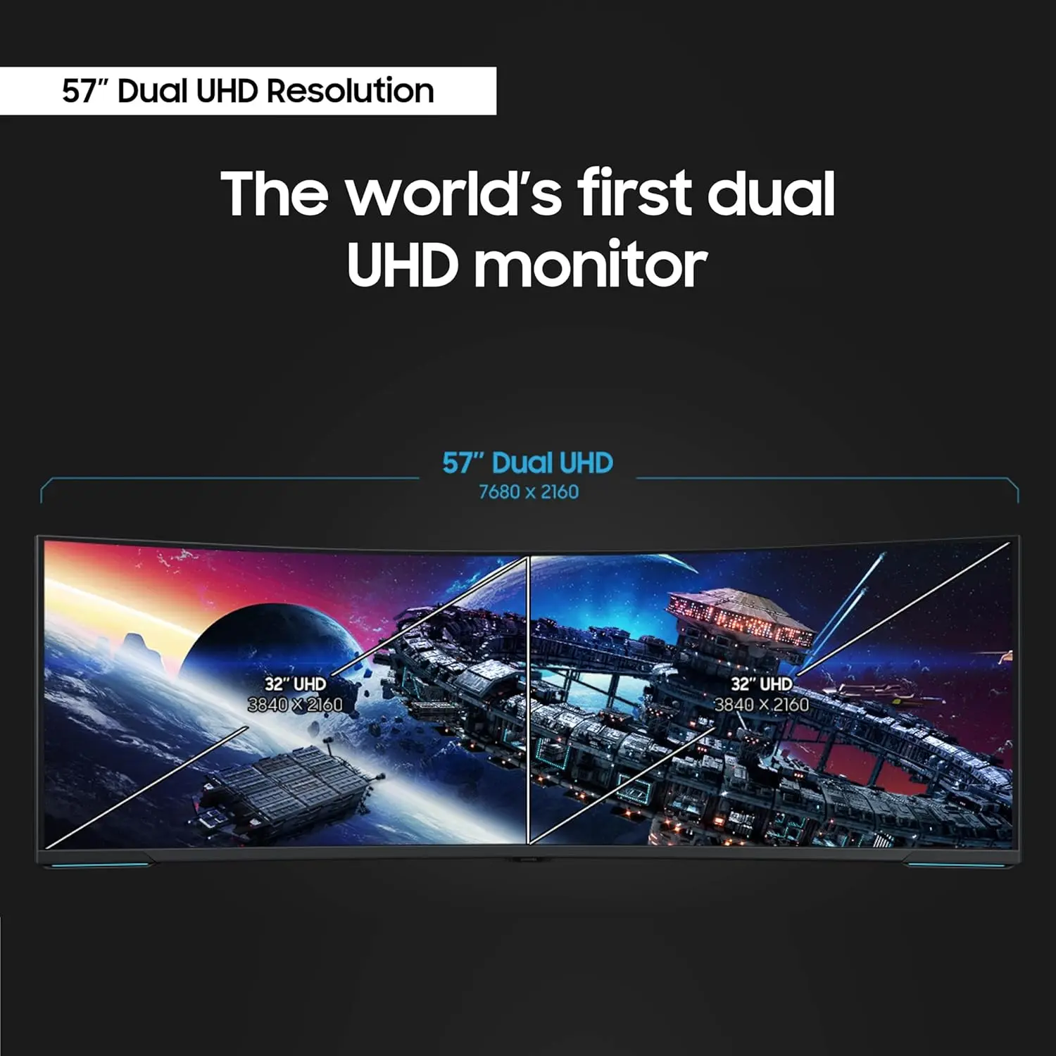 Samsung 57" Odyssey Neo G9 Series Dual 4K UHD 1000R Curved Gaming Monitor, 240Hz, 1ms with DisplayPort 2.1, Quantum Mini-LED, DisplayHDR 1000, AMD FreeSync Premium Pro, LS57CG952NNXZA image 5