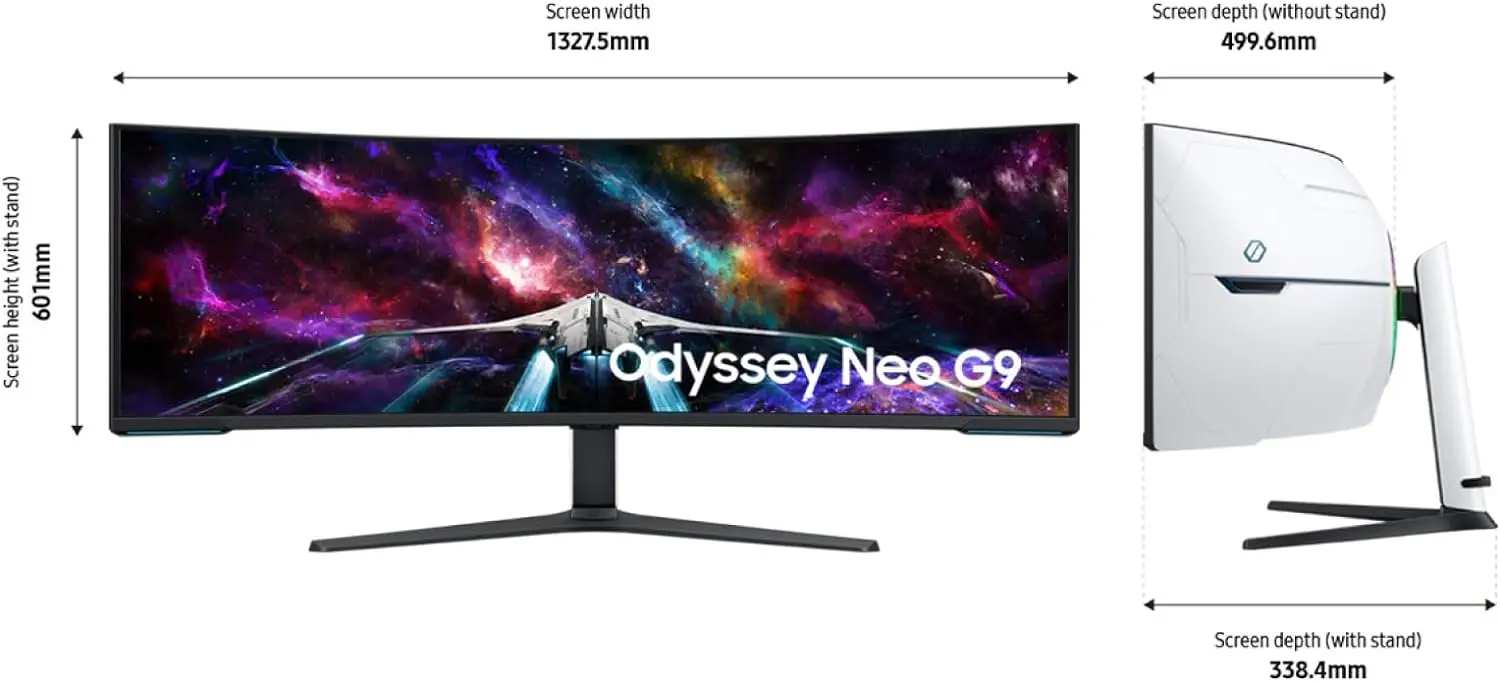 Samsung 57" Odyssey Neo G9 Series Dual 4K UHD 1000R Curved Gaming Monitor, 240Hz, 1ms with DisplayPort 2.1, Quantum Mini-LED, DisplayHDR 1000, AMD FreeSync Premium Pro, LS57CG952NNXZA image 9