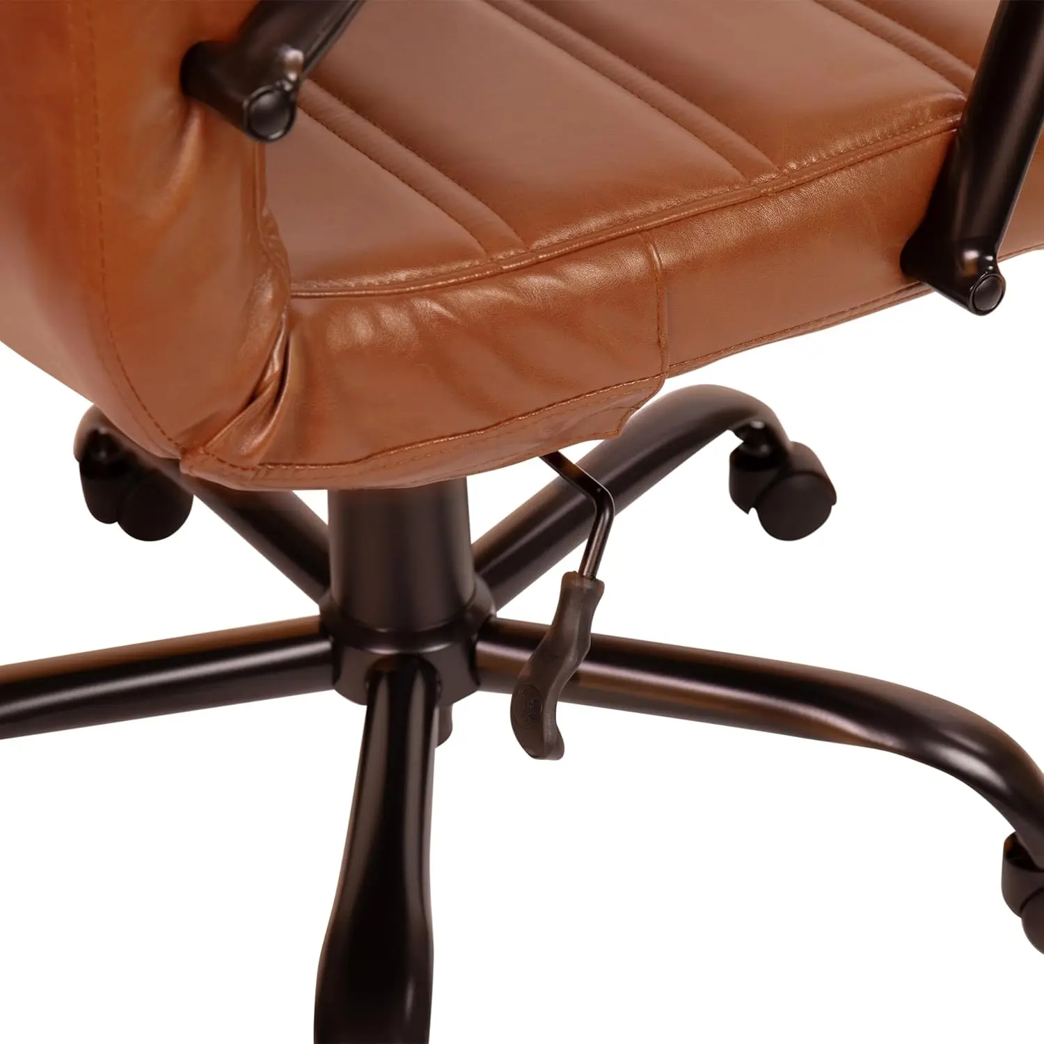 Flash Furniture Whitney Mid-Back Swivel Leather Desk Chair with Padded Seat and Armrests, Adjustable Height Padded Leather Office Chair, Brown/Black image 15