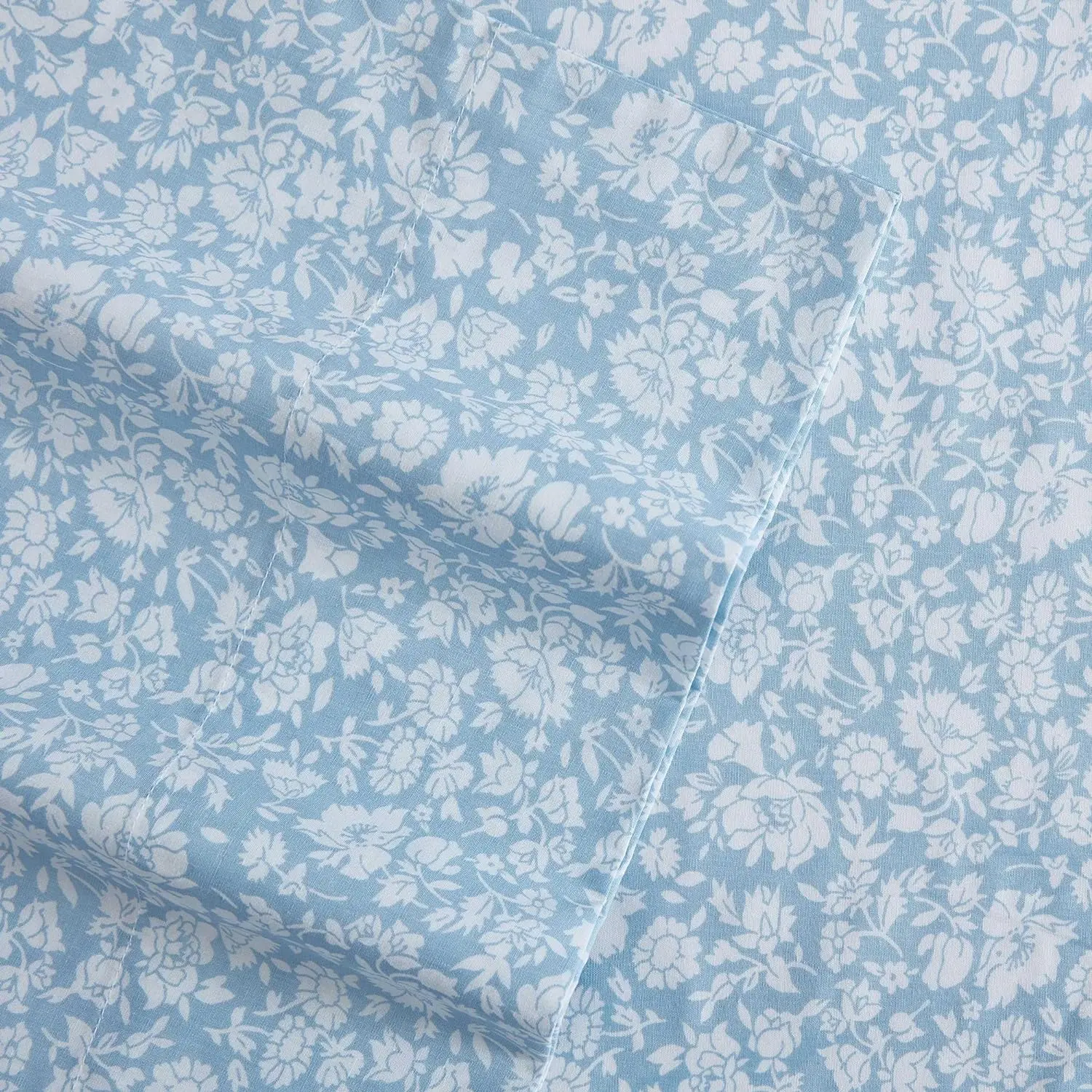 Laura Ashley - Twin Bed Sheets, Cotton Percale Bedding with Matching Pillowcase, Crisp & Cool Bed Set with Deep Pocket, Oeko-Tex Certified, Dorm Essentials (Heirloom Ditzy Blue) image 2