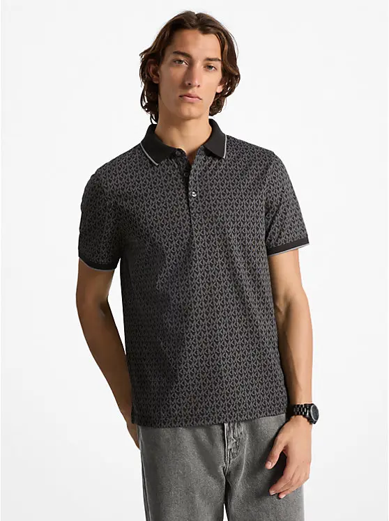Greenwich Signature Logo Print Cotton Polo Shirt image 1