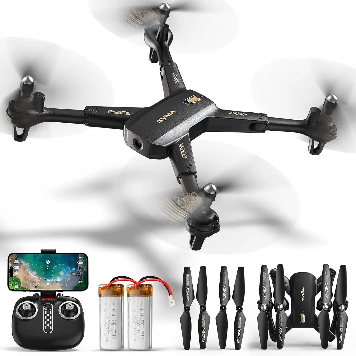 SYMA Drone with Camera 1080P HD FPV Cameras Remote Control Toys RC Quadcopter Helicopter Gifts for Boys Girls Adults Beginners with Altitude Hold, Headless Mode, One Key Start, 3D Flips 2 Batteries image 1